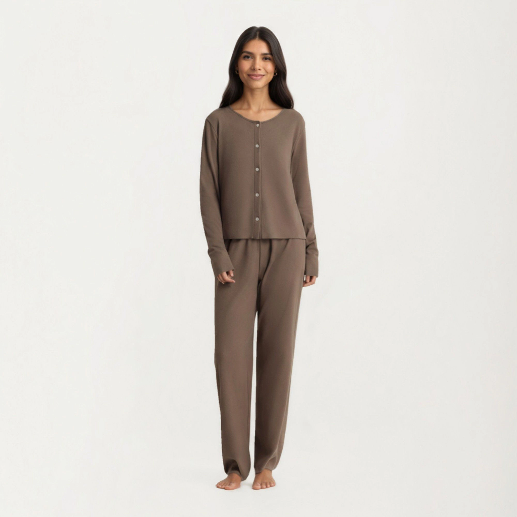 Anna-Kaci Women's 3-Piece Pajama Set with Ribbed Tank Top Long Sleeve Button Cardigan and Relaxed Fit Pants