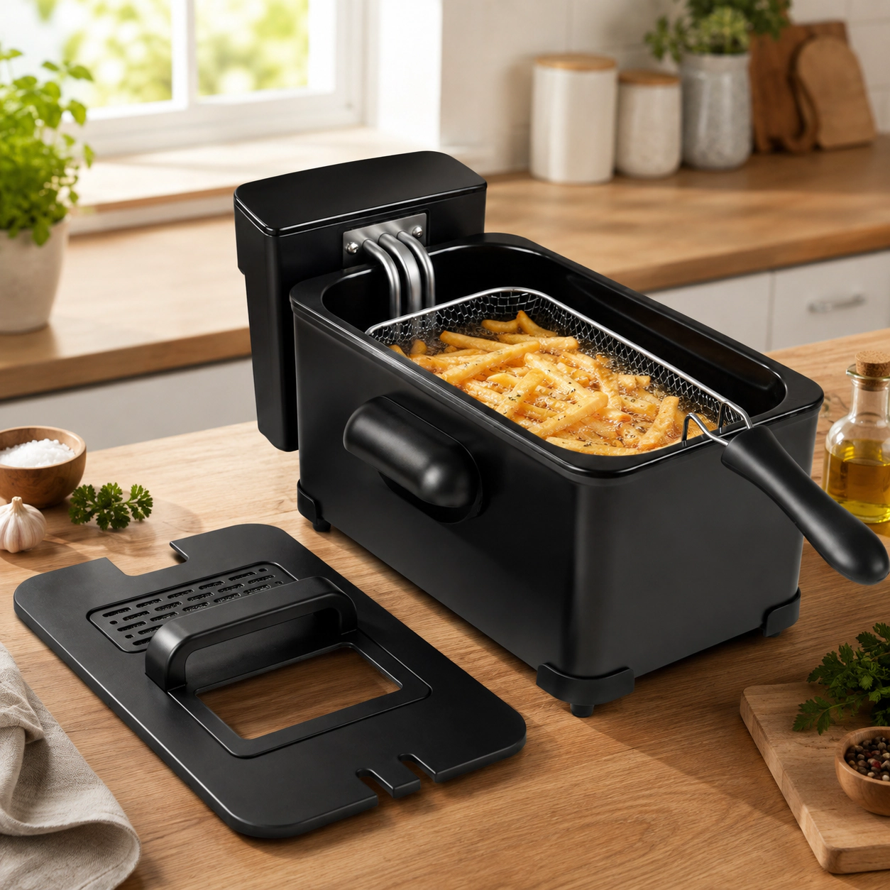 SUGIFT 1700W 3.2-Qt Electric Deep Fryer, LED Touch Screen, 6 Presets, Enamel Oil Tank