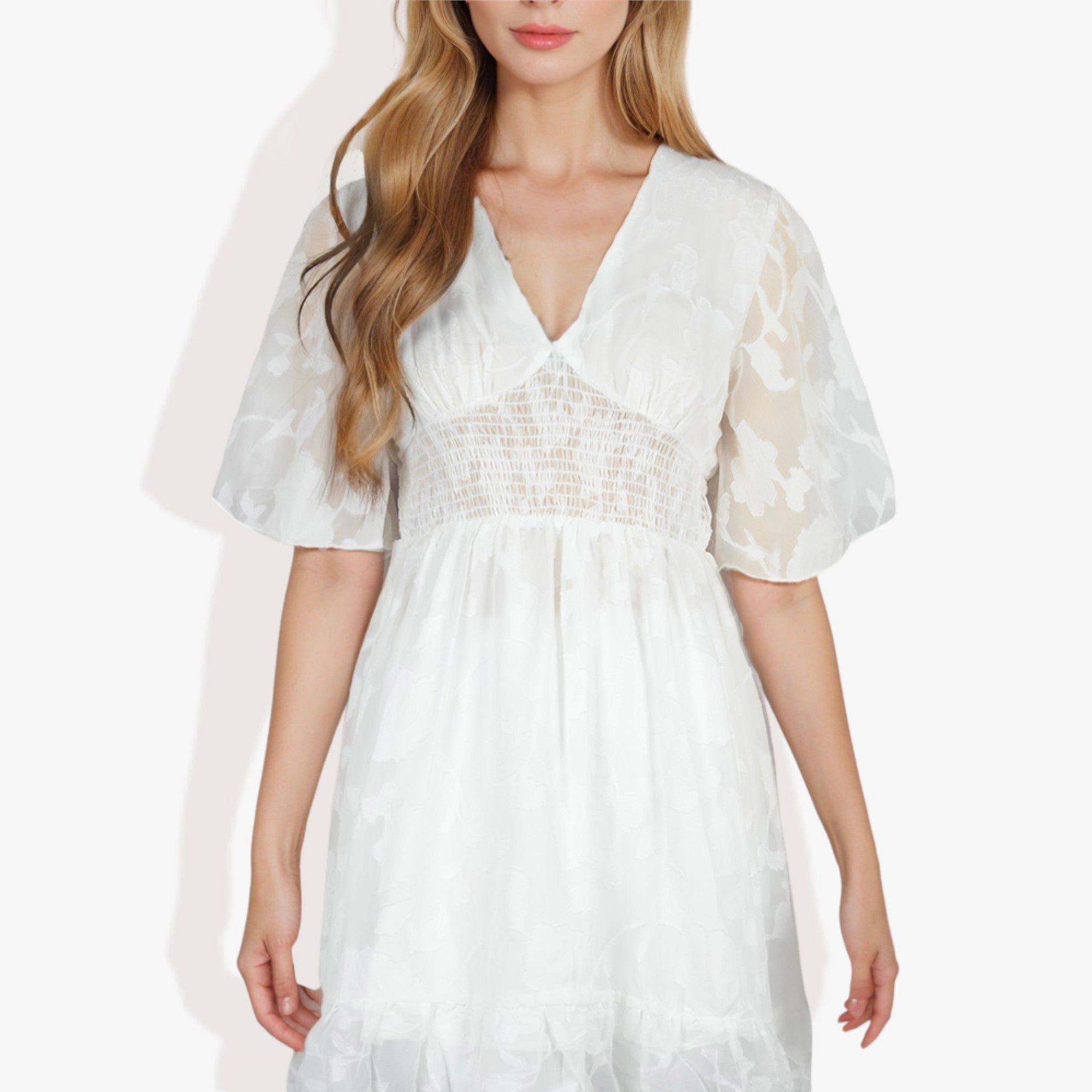 Anna-Kaci Women's V-Neck Short Sleeve Lace Mini Dress
