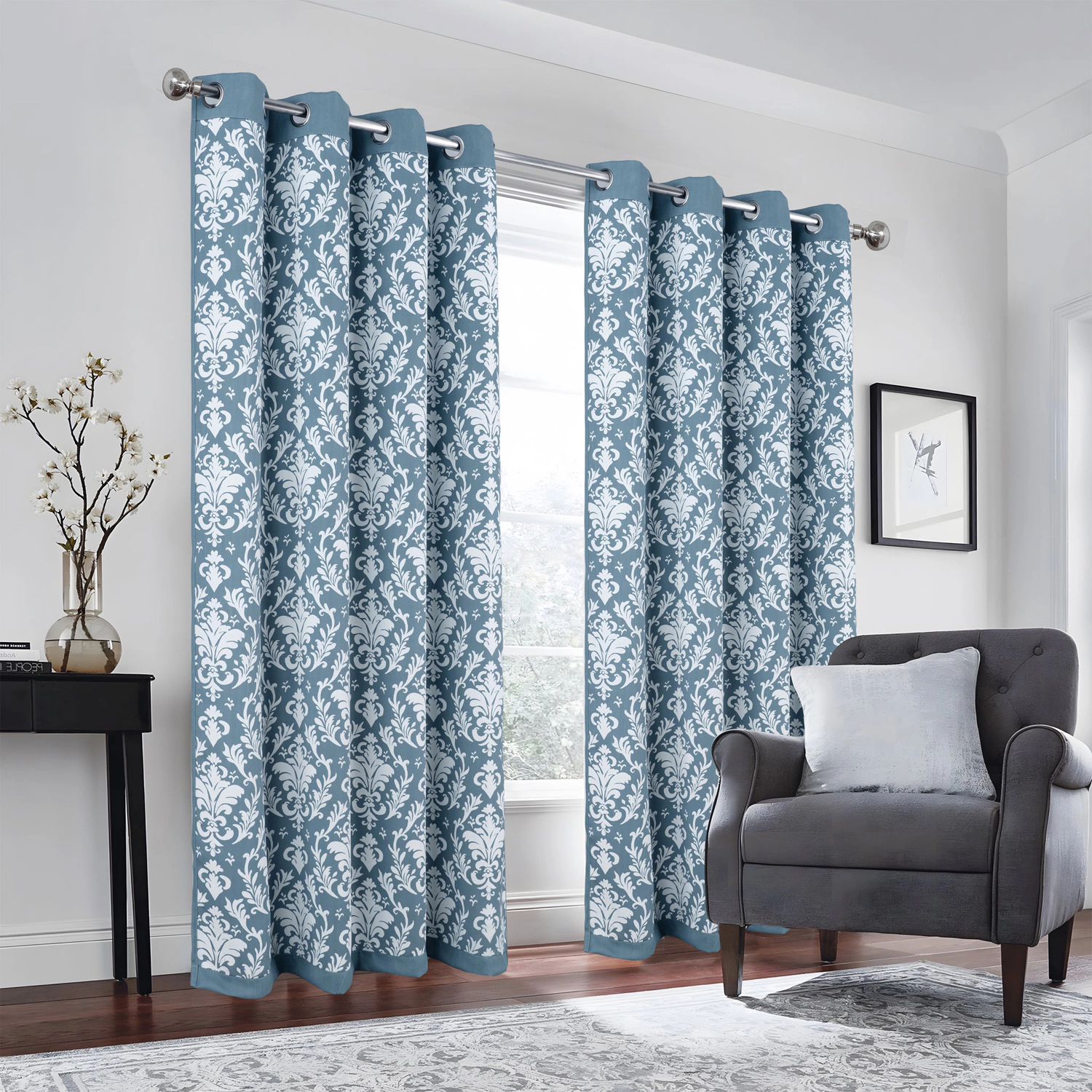 Olivia Gray 100% Polyester 190 GSM Cressida Reversible Blackout Grommet Curtain Panel 54" x 84