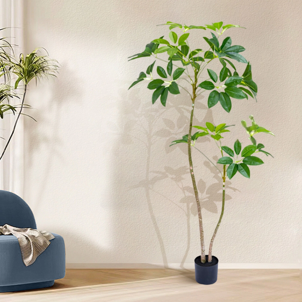 Gigicloud Artificial Umbrella Tree, 5.2'/5.9' Tall Fake Plant Fake Tree with Planter PVC Faux Umbrella Floor Plant