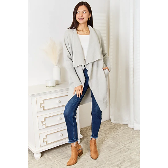 TRUEDAMES Women Open Front Duster Cardigan with Pockets