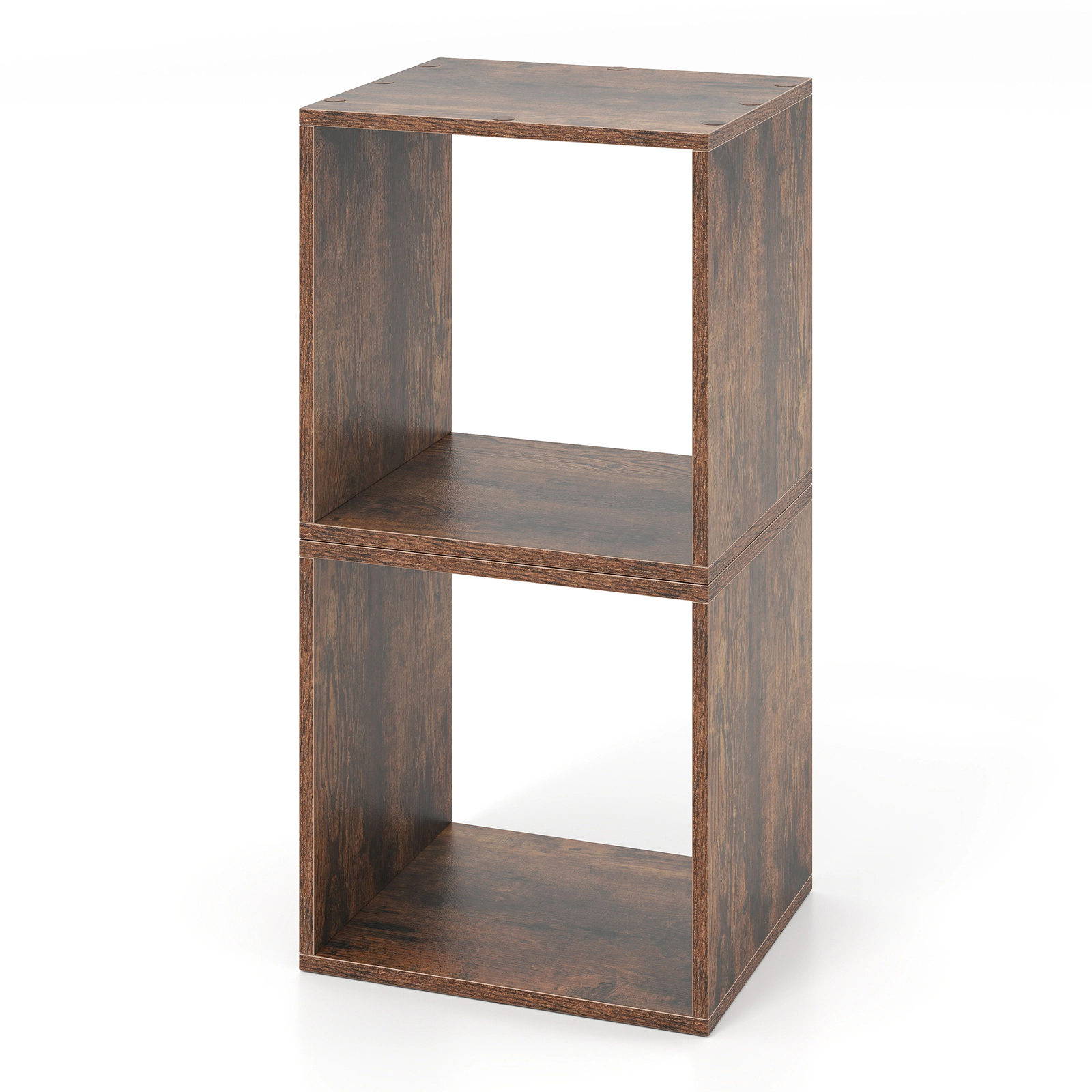 SUGIFT Modular Cube Storage Bookcase Organizer Set of 2 with 66-lb Top Capacity Natural/White