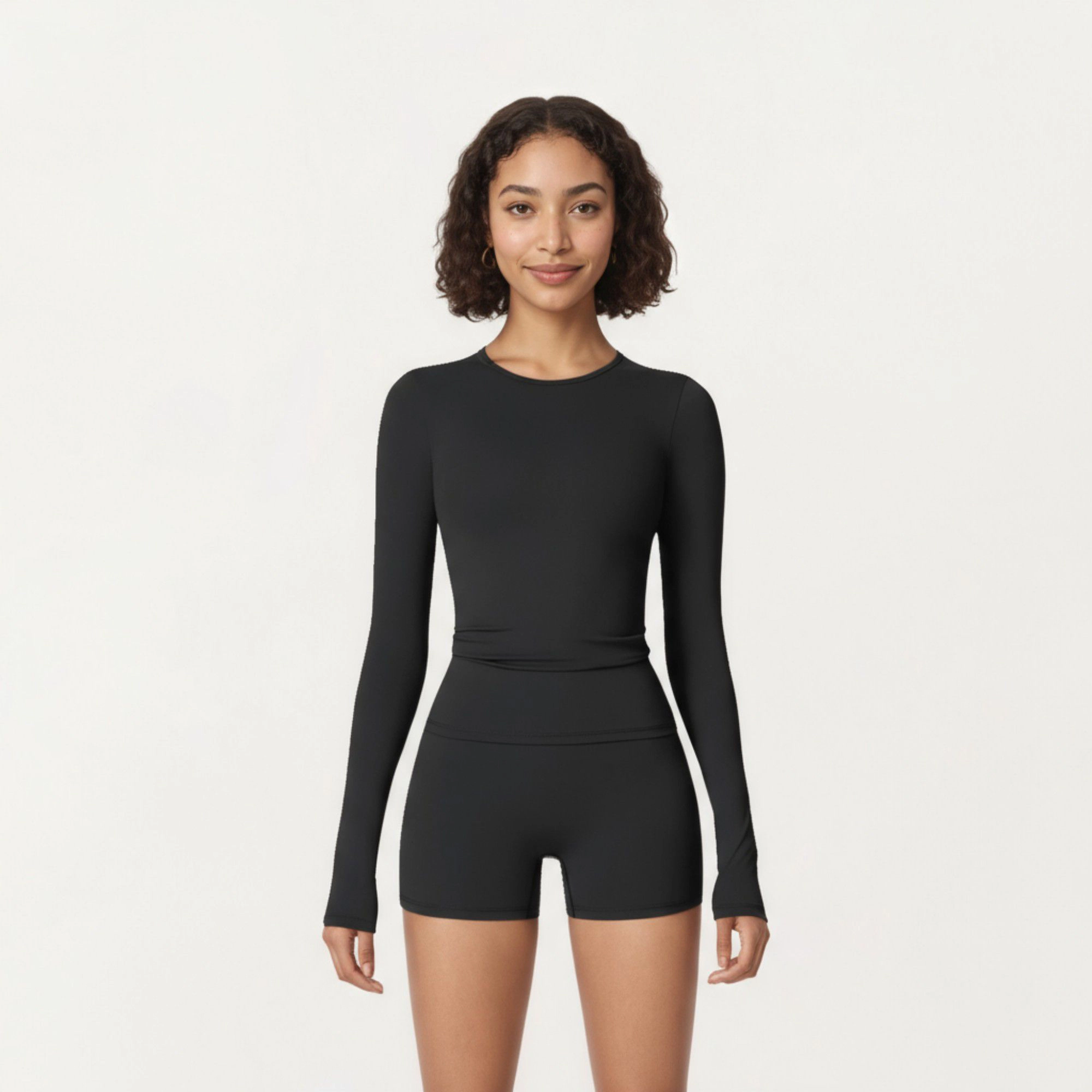 Anna-Kaci Women's Long Sleeve Fitted Active Top with Thumbhole Cuffs and Crew Neck