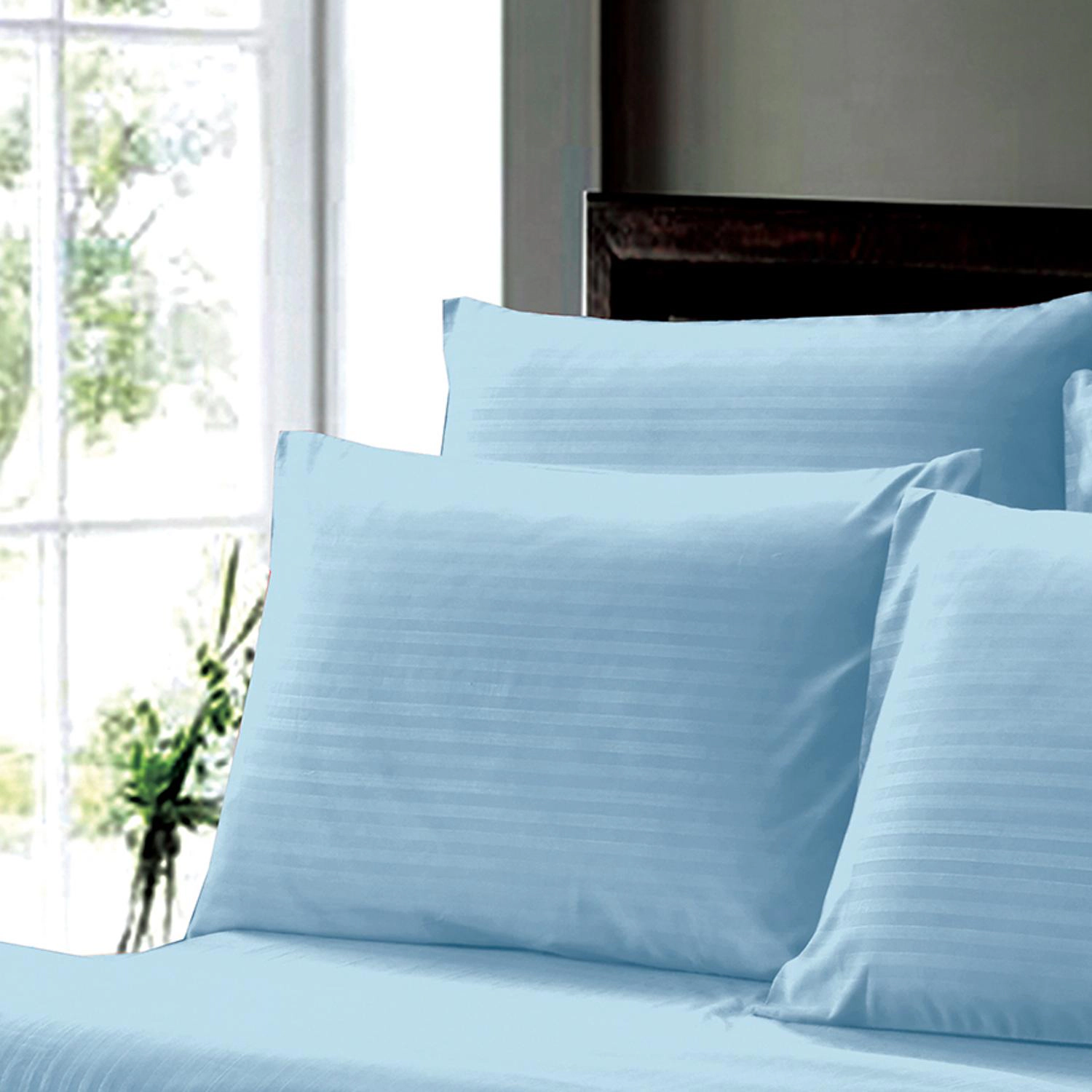 Plazatex Dobby Stripe Luxurious Ultra Soft Moisture Wicking Solid Color 4 Pieces Sheet Set Twin