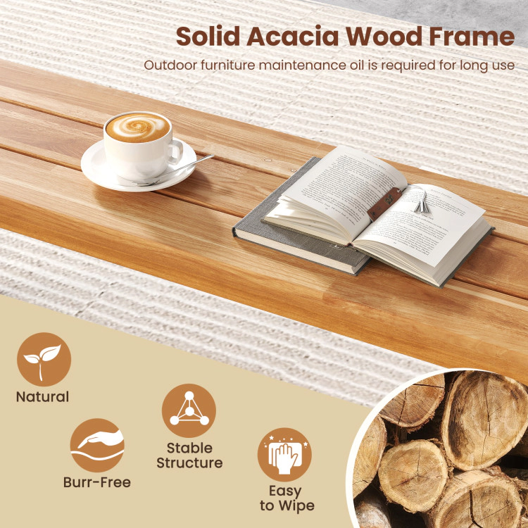 Hivvago Acacia Patio Backless Bench, 63" Outdoor Seating For 3 – Set Of 2