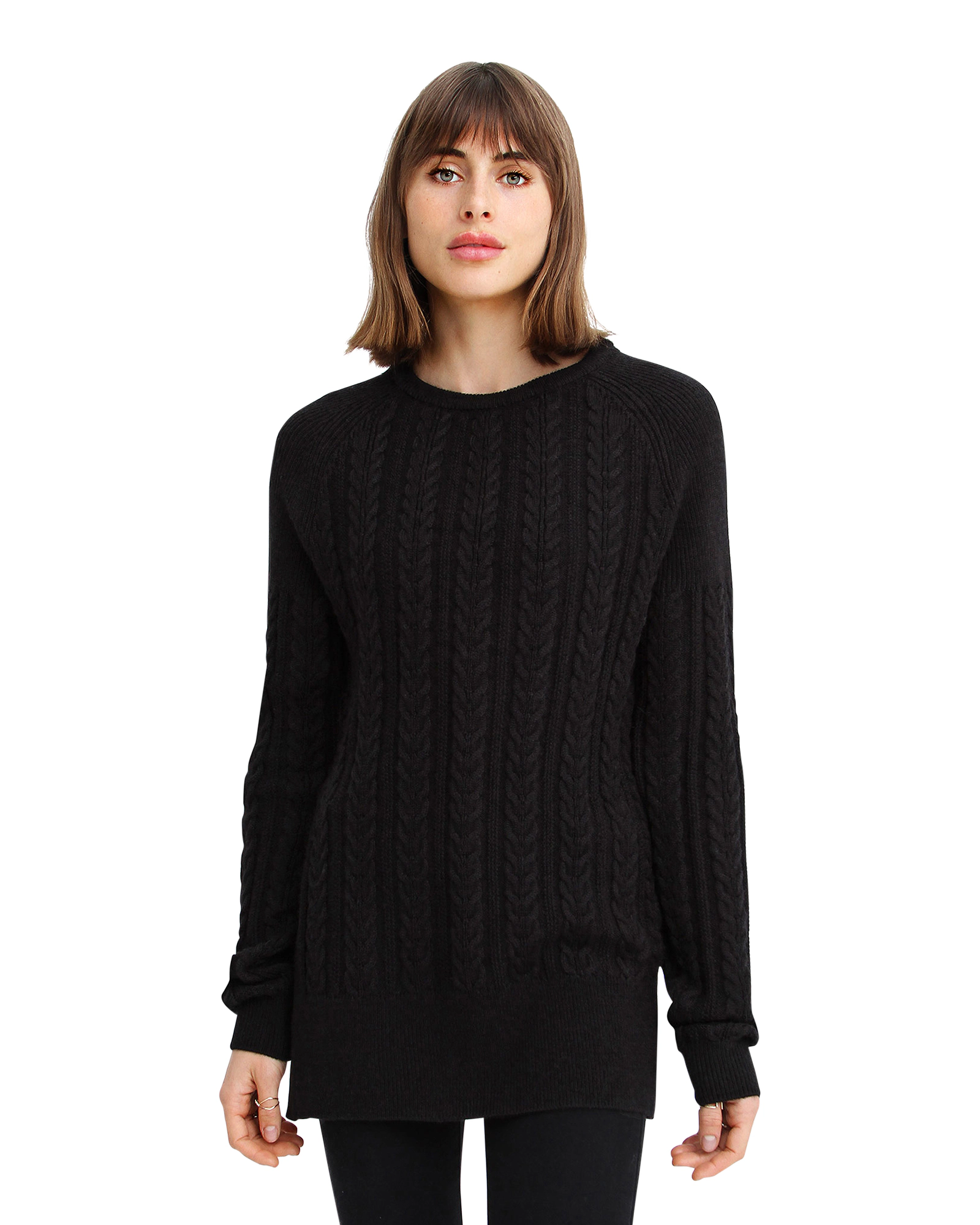 Belle & Bloom Womens At Last Cable Knit Jumper with Slit
