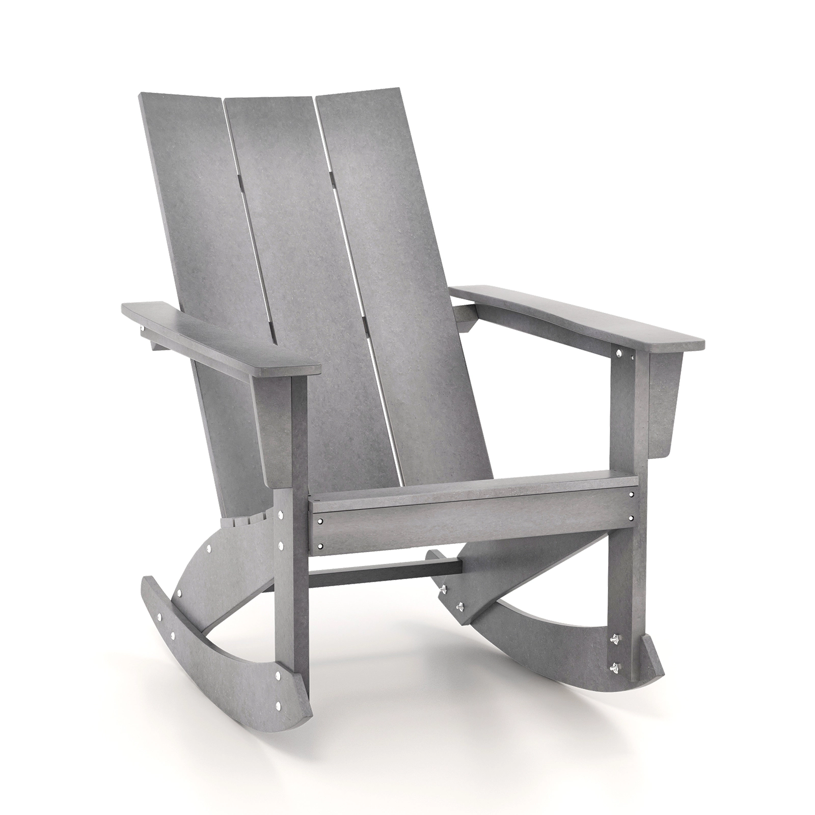 SUGIFT Curved Back Adirondack Rocking Chair with 16-in Seat Height 330-lb Capacity 1-Piece Gray