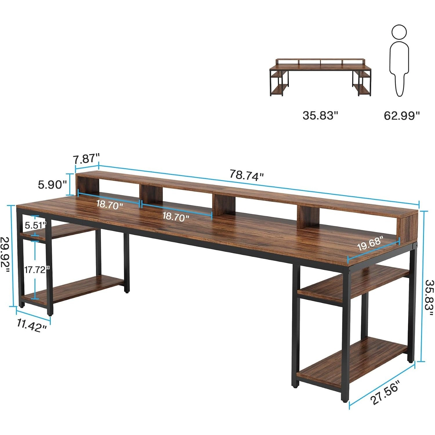 Tribesigns Industrial Wood Desk with Monitor Stand