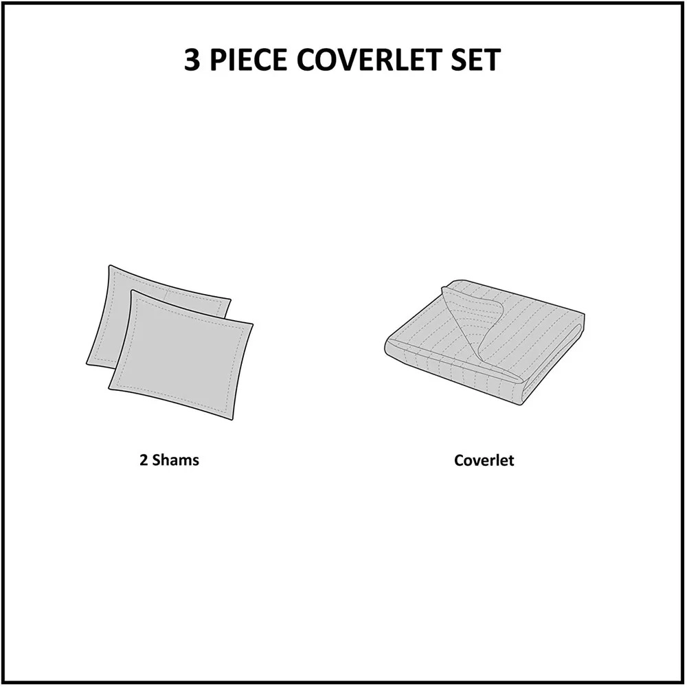 J&V TEXTILES 100% Microfiber Light Gray Reversible Quilt Set