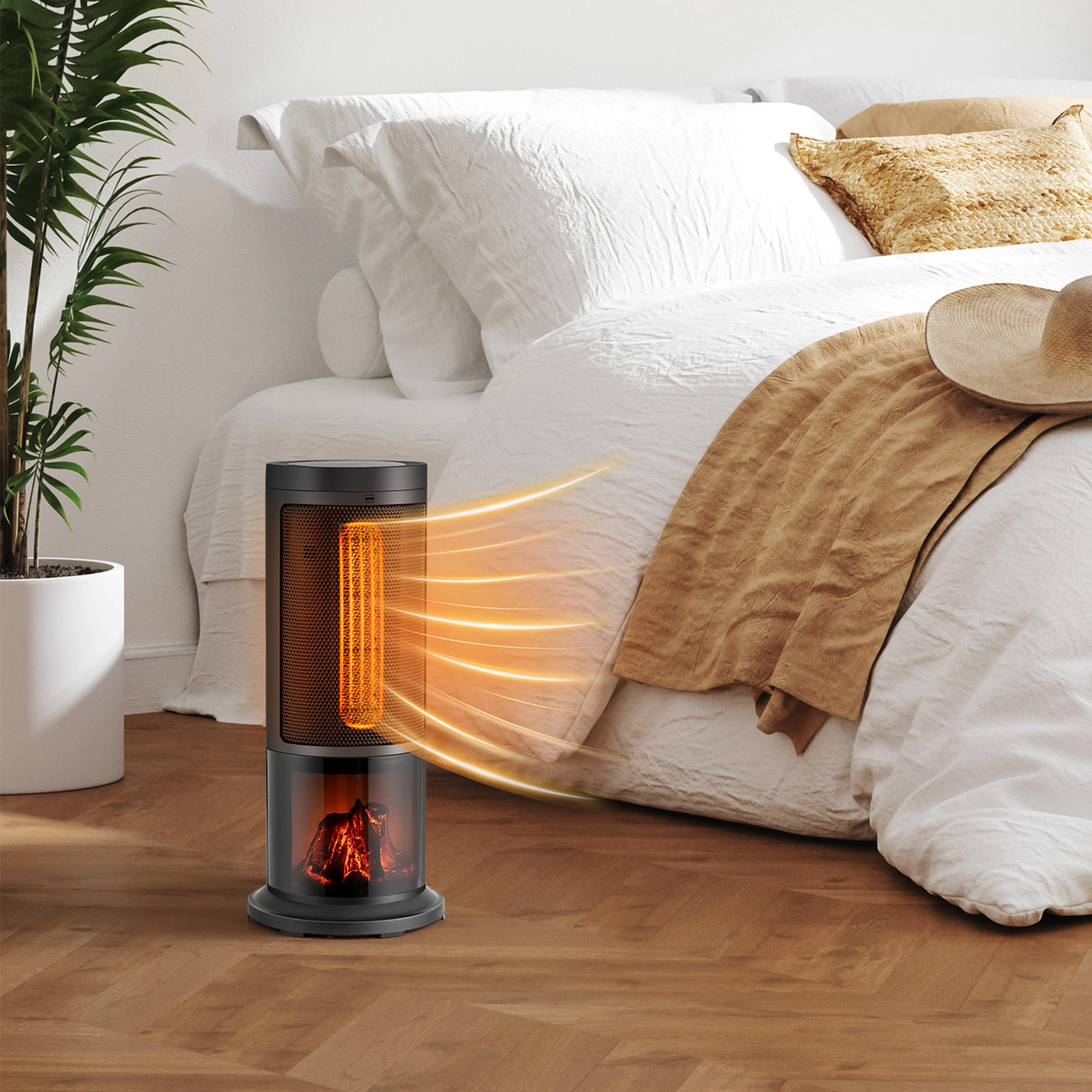 SUGIFT 17-in Black Portable Tower Space Heater with Remote and 135-Degree Oscillation 1500W 250-Sq-Ft Coverage