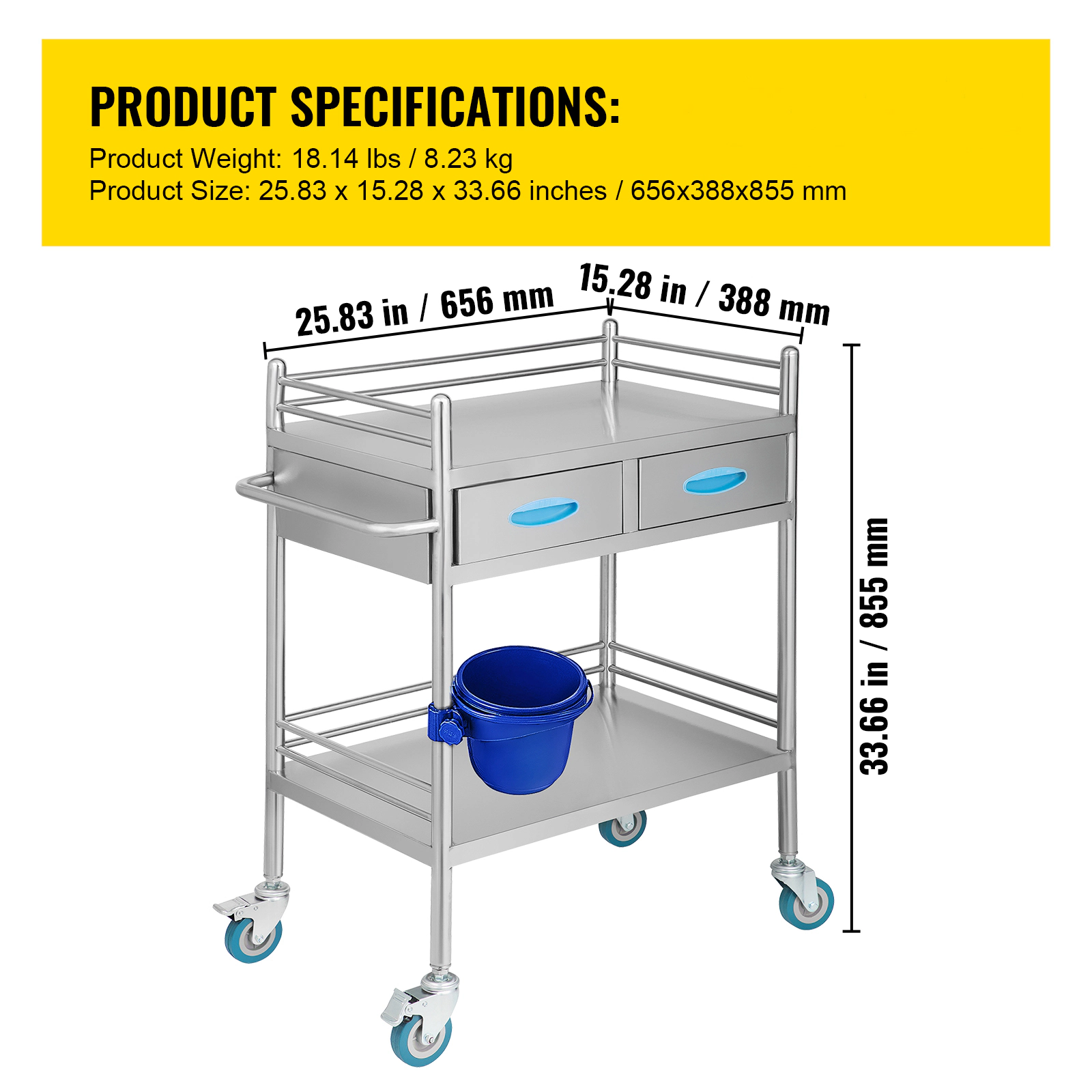 HONGGE Lab Cart Medical Cart with Cart for