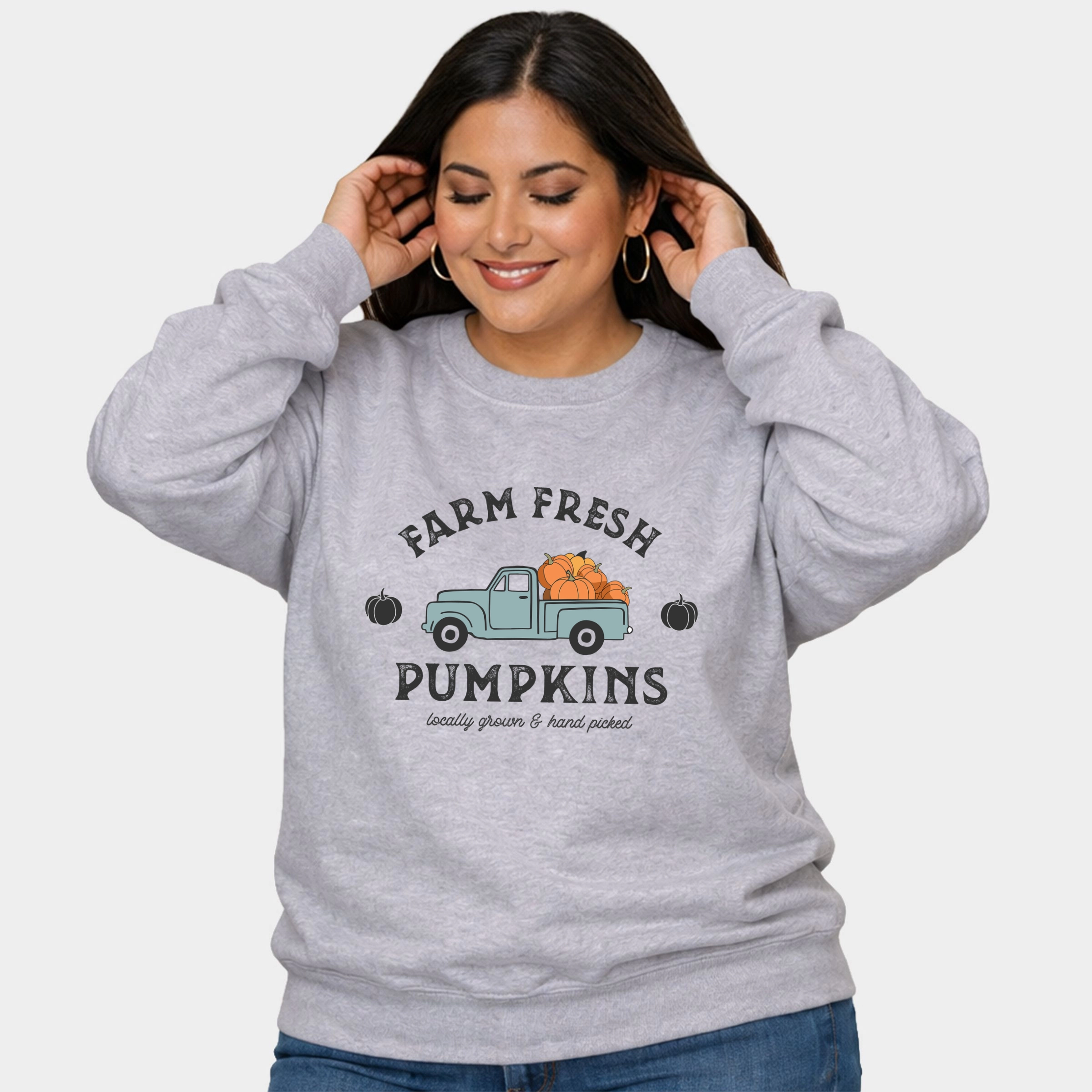 Simply Sage Market - Farm Fresh Pumpkins Truck  Women's Plus Sized Graphic Sweatshirt
