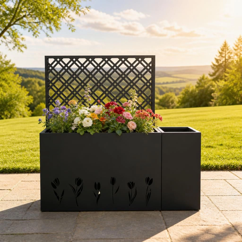 WOW PIONEER Sturdy Solid Iron Outdoor Garden Planter Weather Resistant for Patio Yard Balcony