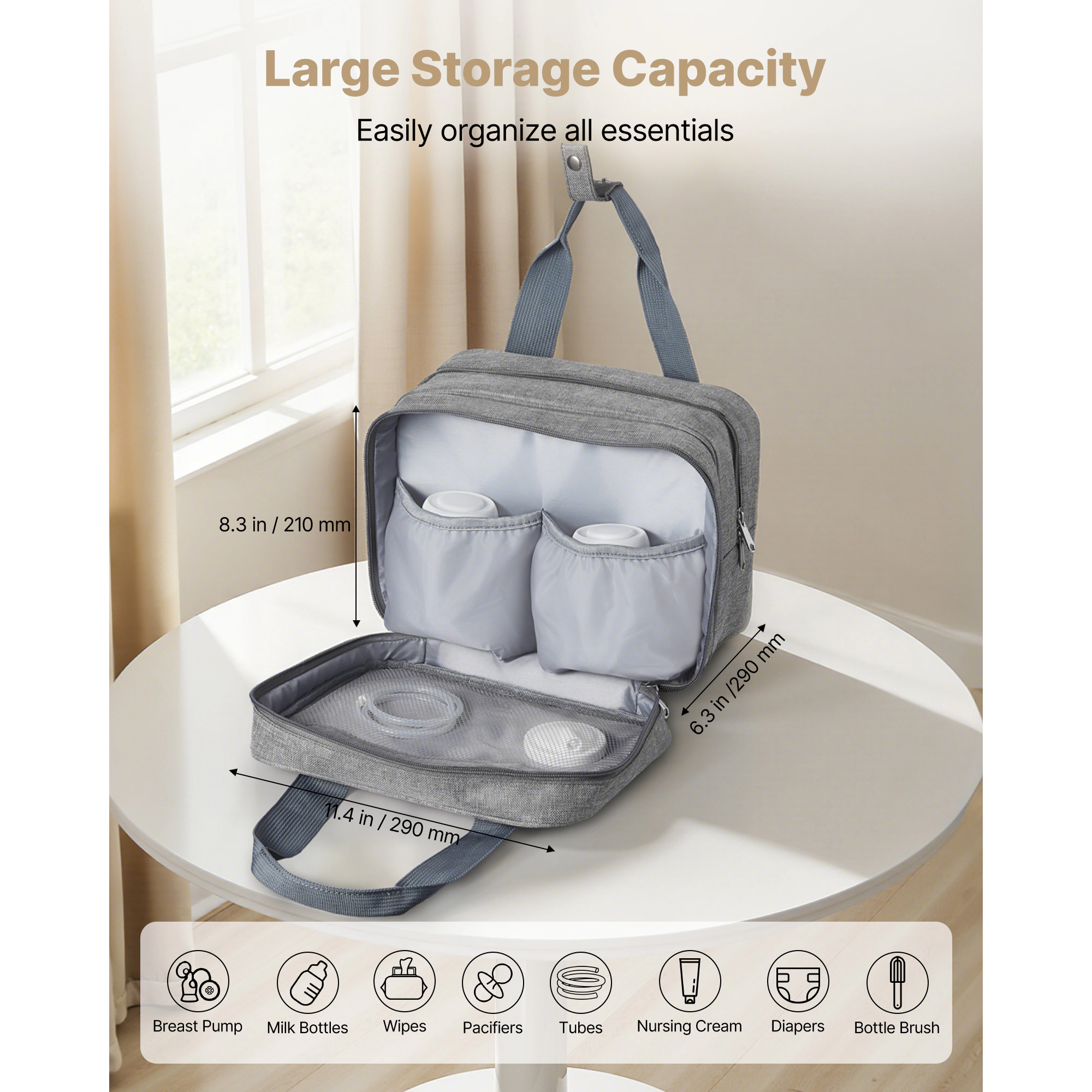 HONGGE Breast Pump Bag, Feeding Bag with Ice Pack, Pumping Accessories & Breastmilk Storage