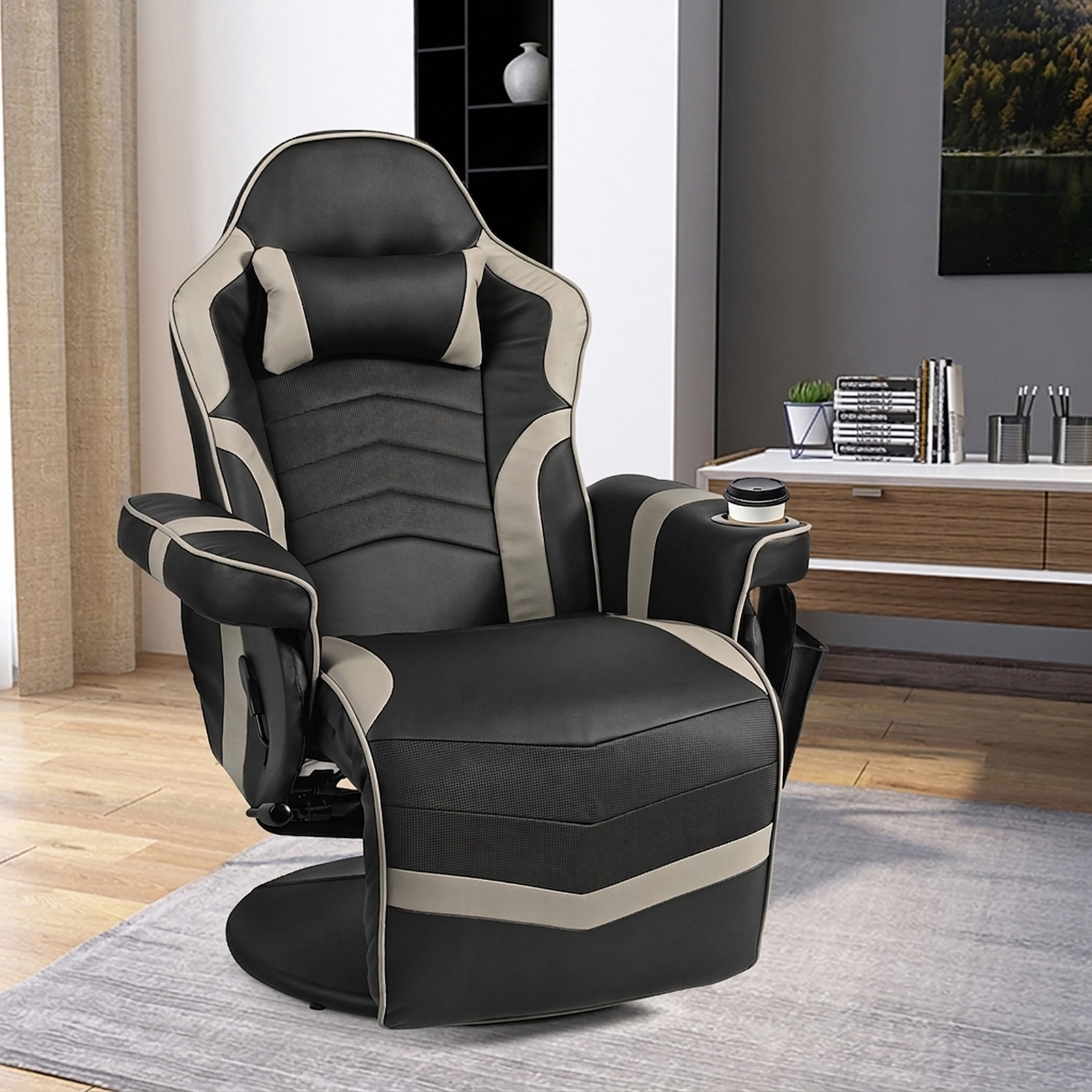 SUGIFT Ergonomic High Back Massage Gaming Recliner Chair with Pillow 264.5-lb Capacity Gray