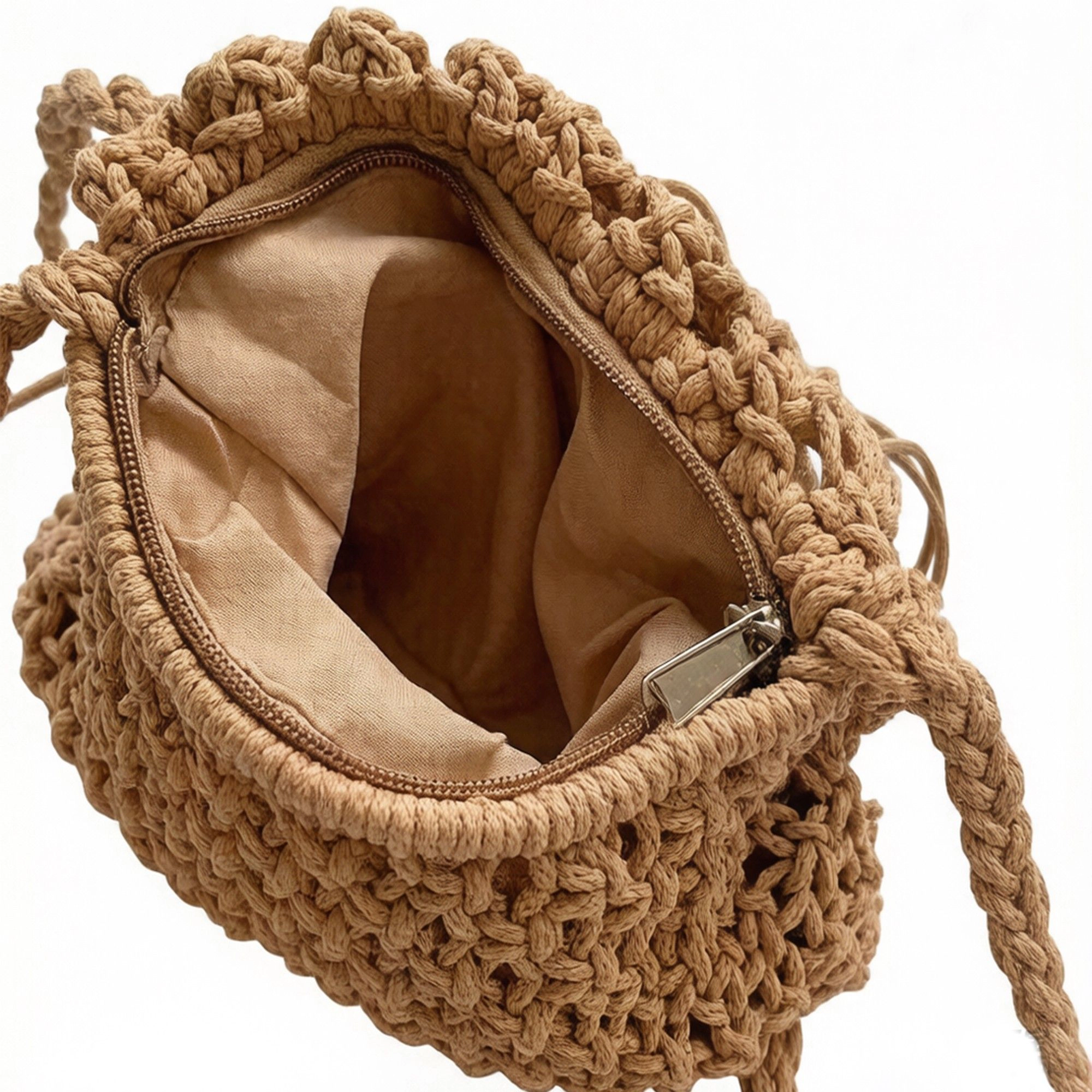 Alilang Women's Macrame Fringe Shoulder Bag Knotted Rope Crossbody Handbag Boho Woven Tassel Handmade Style Purse