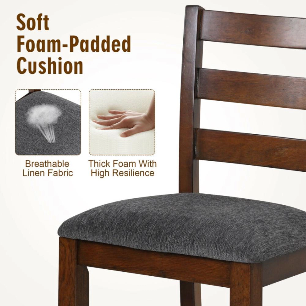 Hivvago Set of 2 Fabric Upholstered Counter Stools with Sturdy Rubber Wood Legs