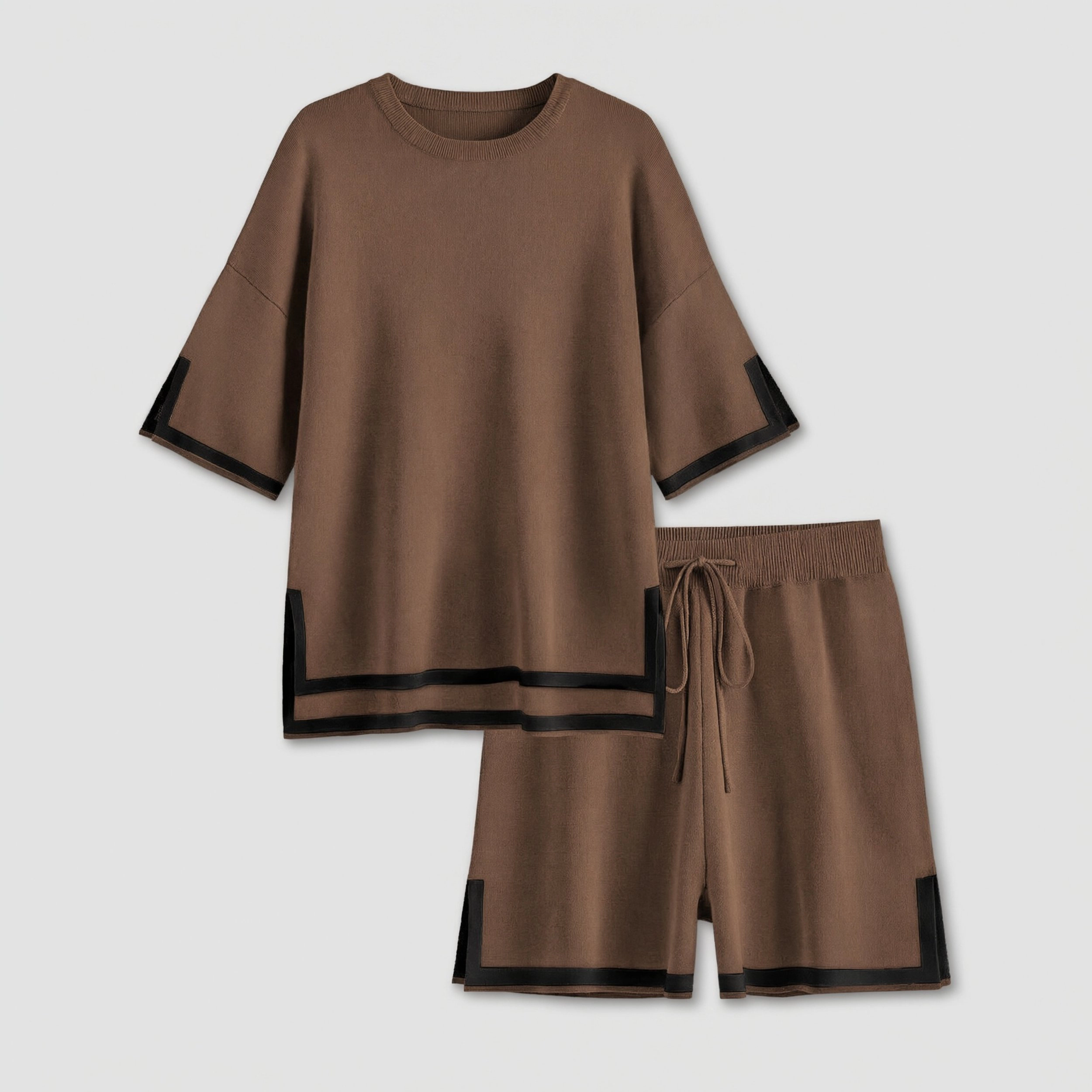Ekouaer Womens Knit Lounge Set 2 Piece Sweater Sets Short Sleeve Sweatsuit Pullover Tops