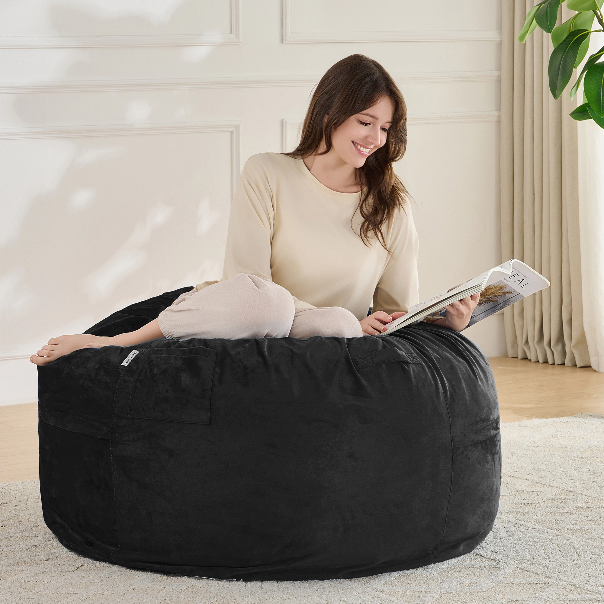 Sweet Home Collection Adult Bean Bag with Handle 3FT