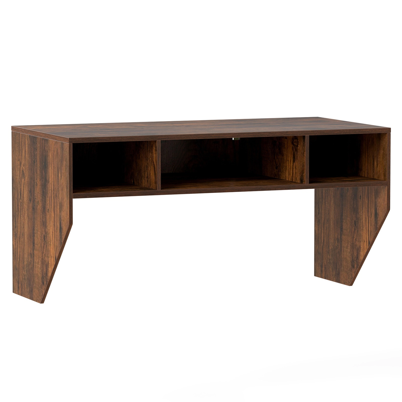SUGIFT Rustic Brown Floating Laptop Desk, 41.5 in Wall-Mounted Desk with 3 Storage Cubes