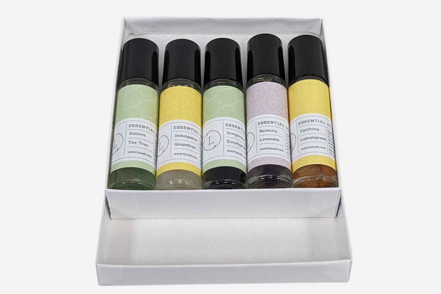 Lizush  Crystals filled Essential Oils Roll-On -  Set of 5 in a gift box
