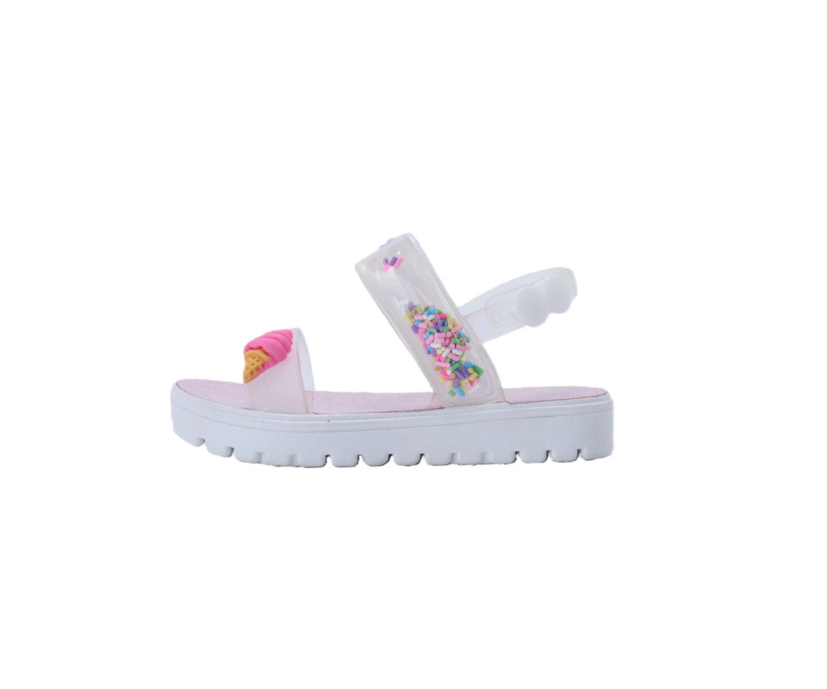 bebe Toddler Girl's Ice Cream Charm Sandals with Sprinkle Accent Strap
