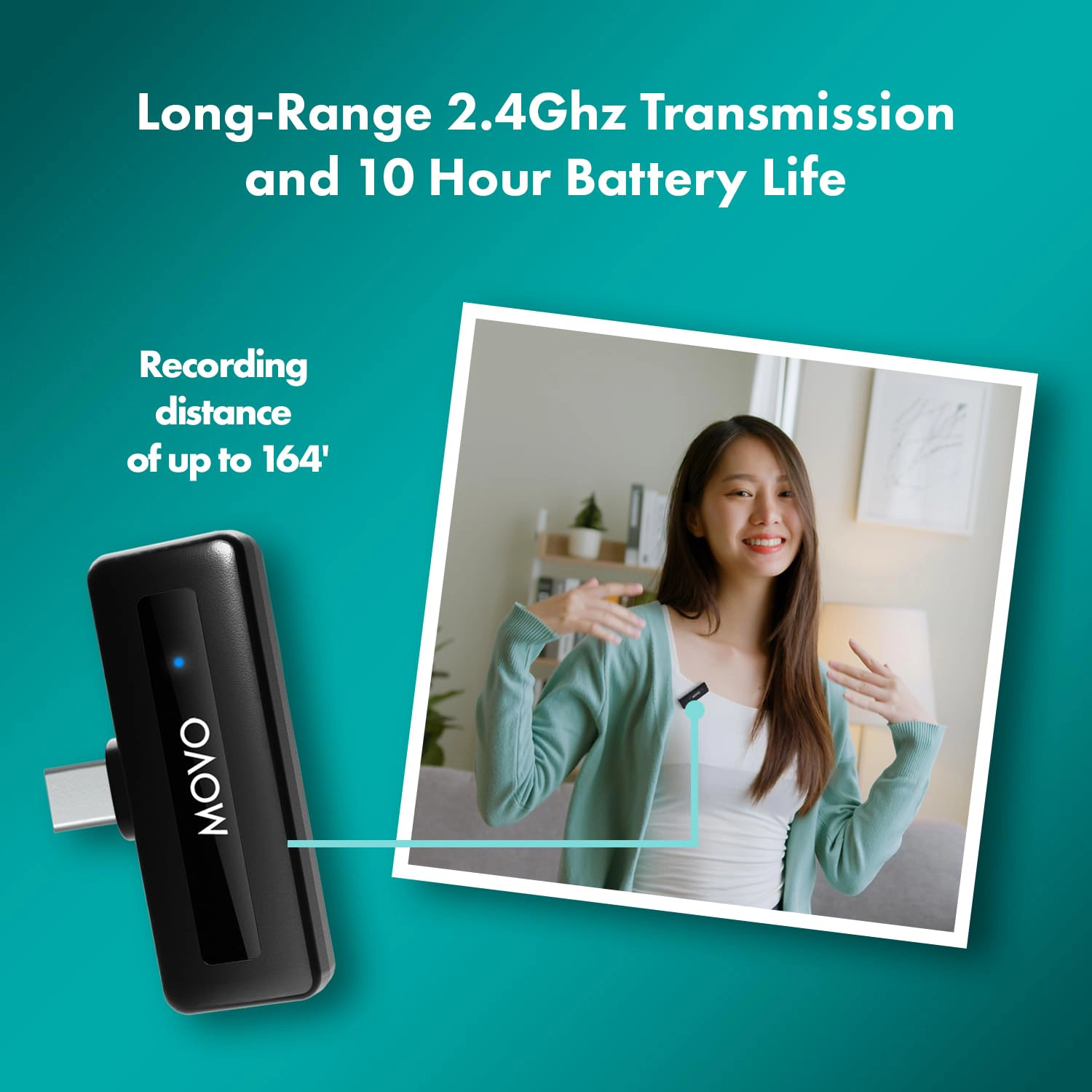 Movo Wireless Mini UC USB-C Wireless Microphone for Android - Lavalier Mic for Android Phones, Laptops, iPad Pro