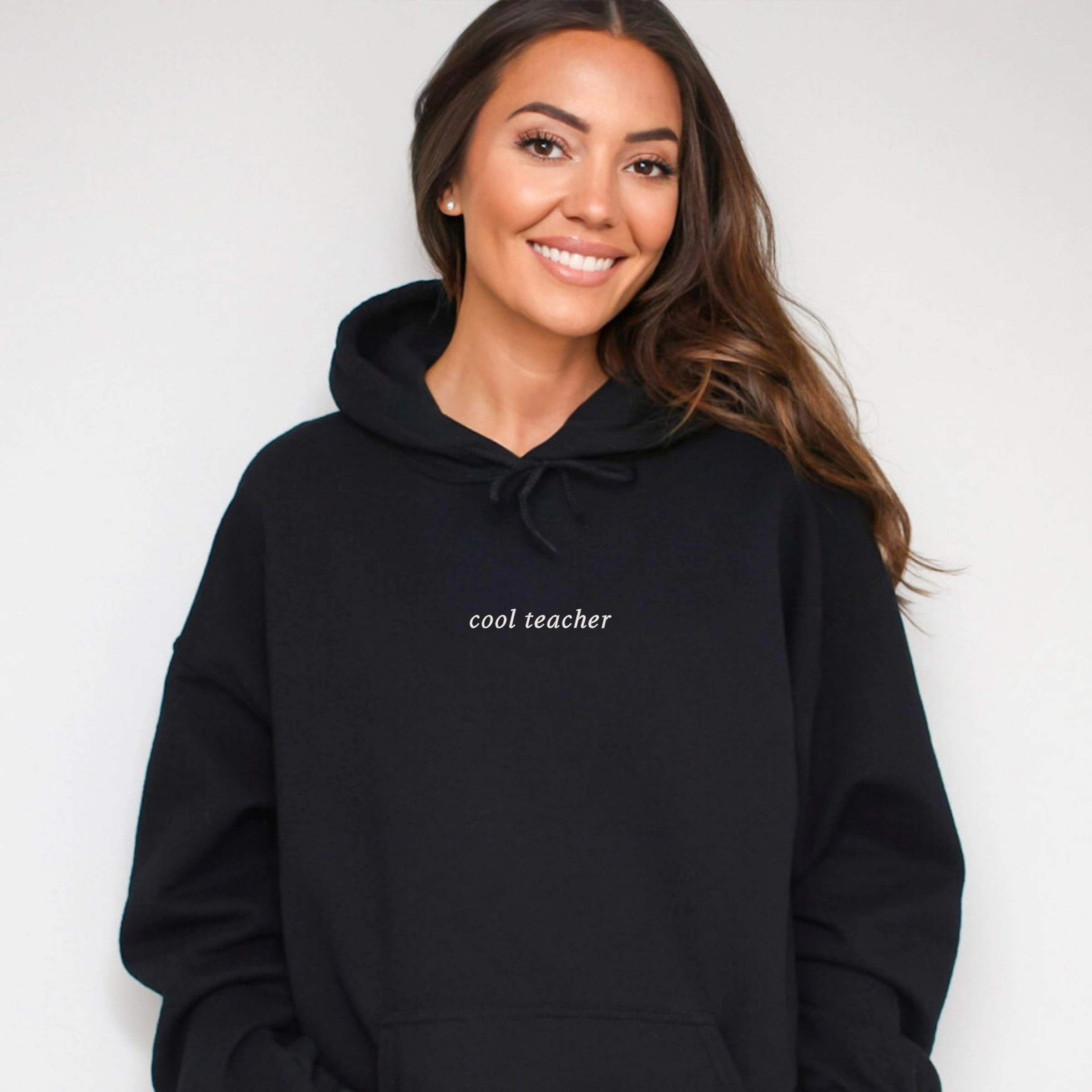 Simply Sage Market - Embroidered Cool Teacher Women's Graphic Hoodie