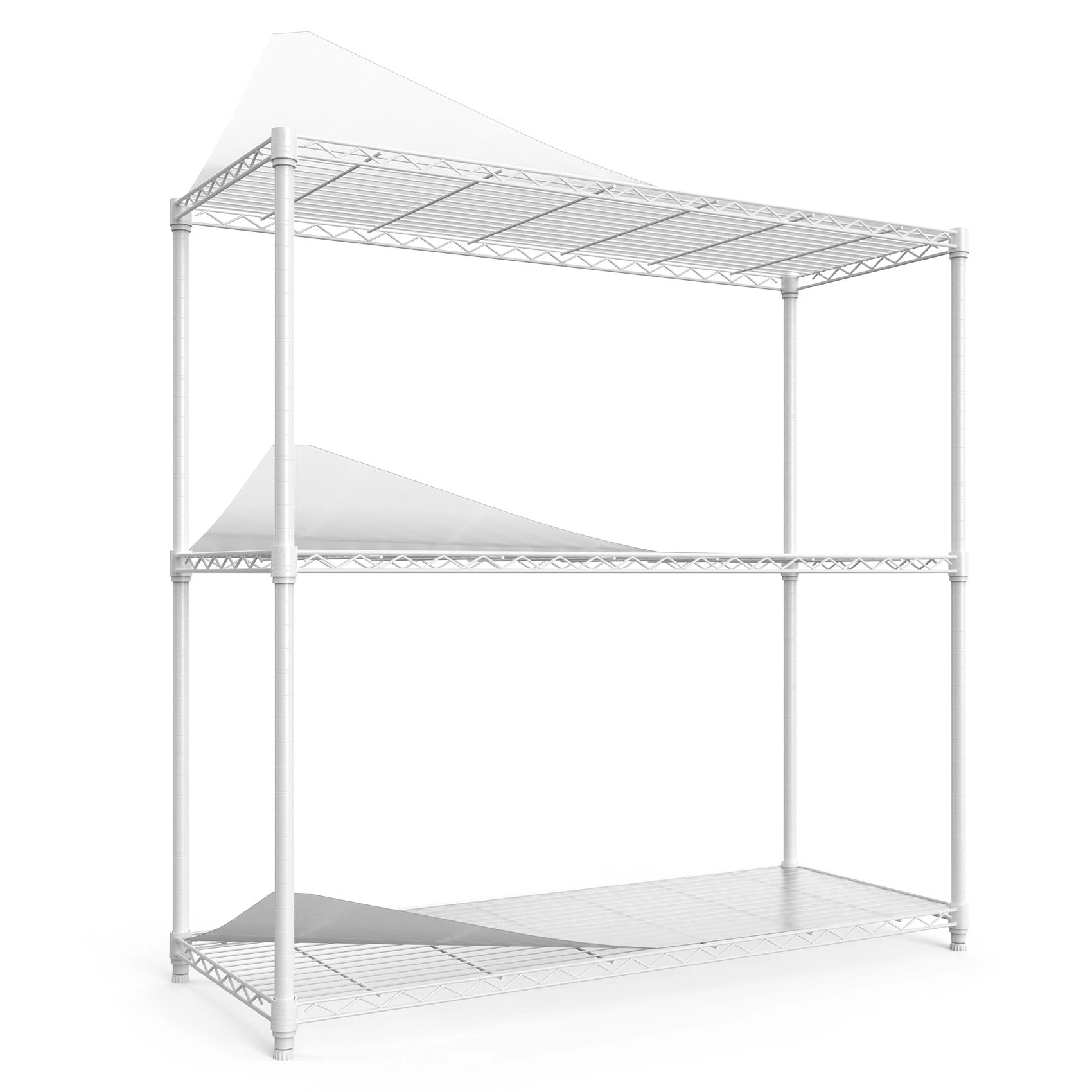 Flynama 3 Tier Wire Shelving 1050 LBS NSF Height Adjustable Heavy Duty Metal Garage Storage Rack in White