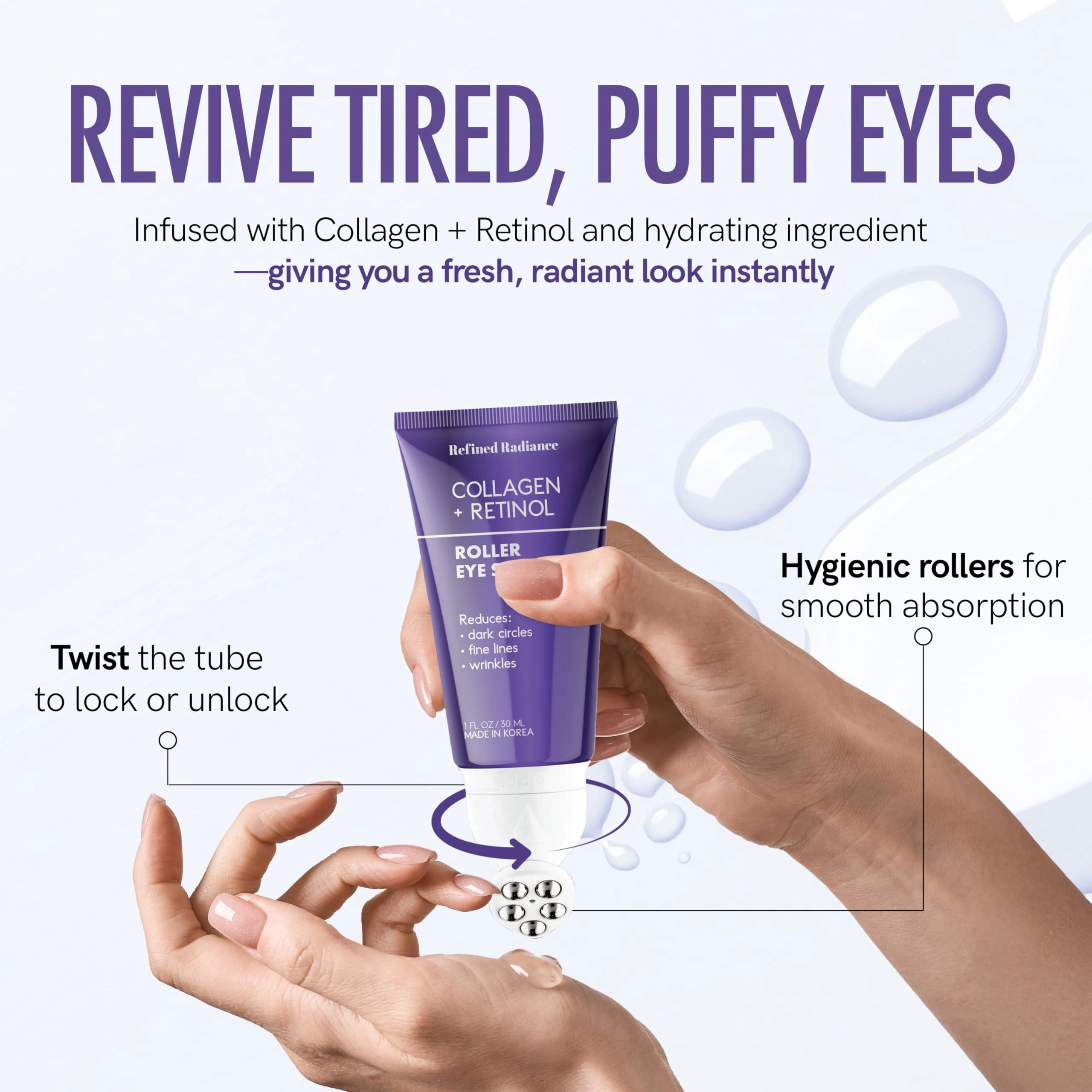 Lovery Collagen + Retinol Korean Eye Roller Serum - Korean Skincare for Anti-Aging Under Eye Treatment