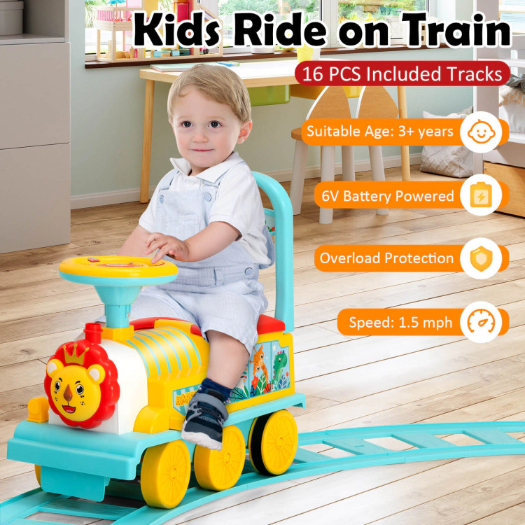 Hivvago 6V Electric Kids Ride On Car Toy Train with 16 Pieces Tracks