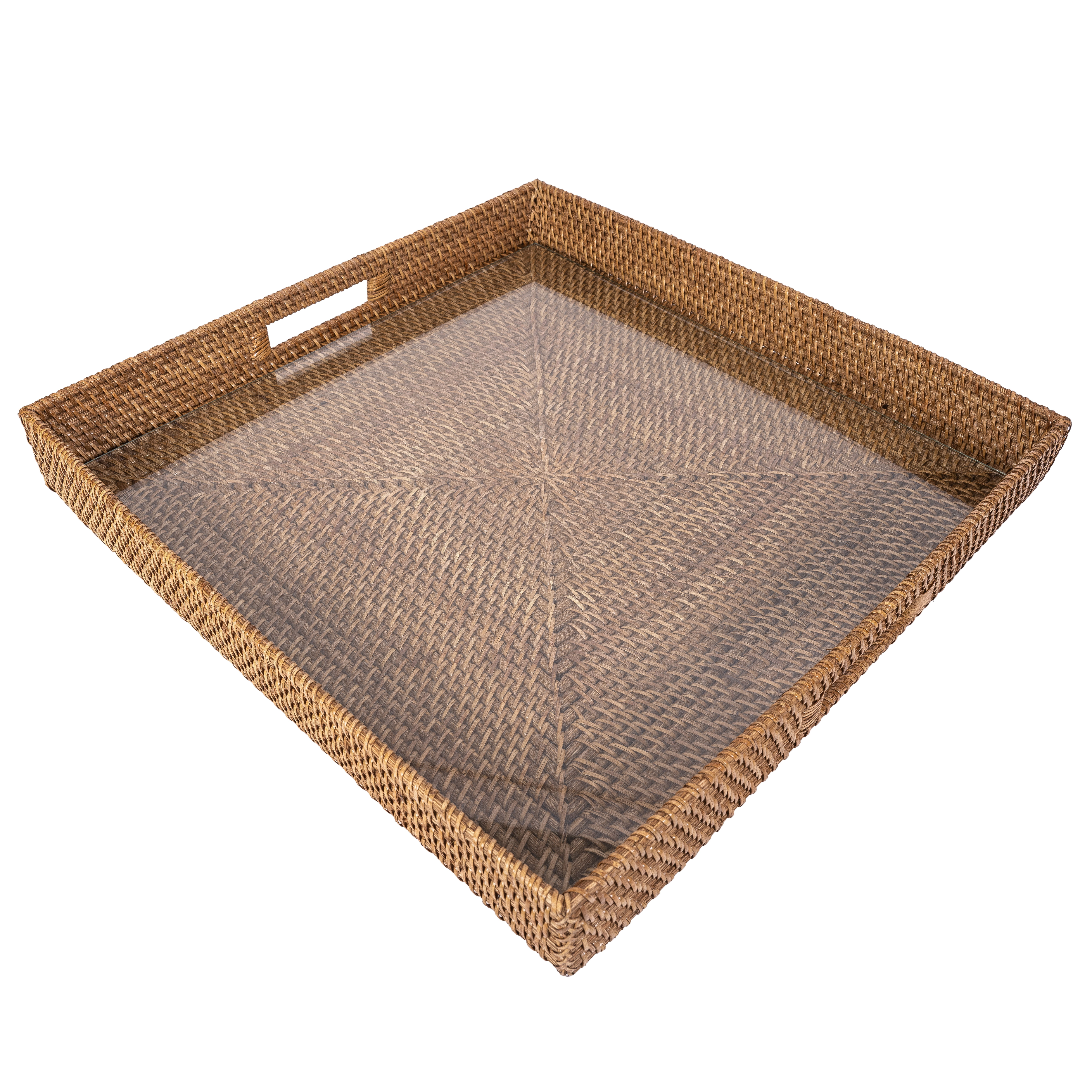 Saboga Home™ Square Serving / Ottoman Tray with Glass Insert