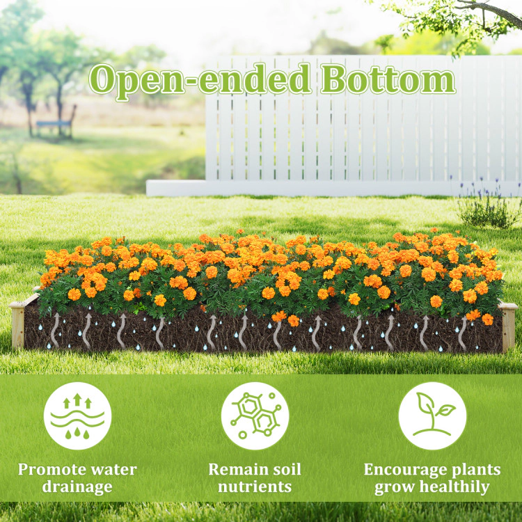 Hivvago Wooden Raised Garden Bed with 2 Planter Boxes and Dividers-Natural