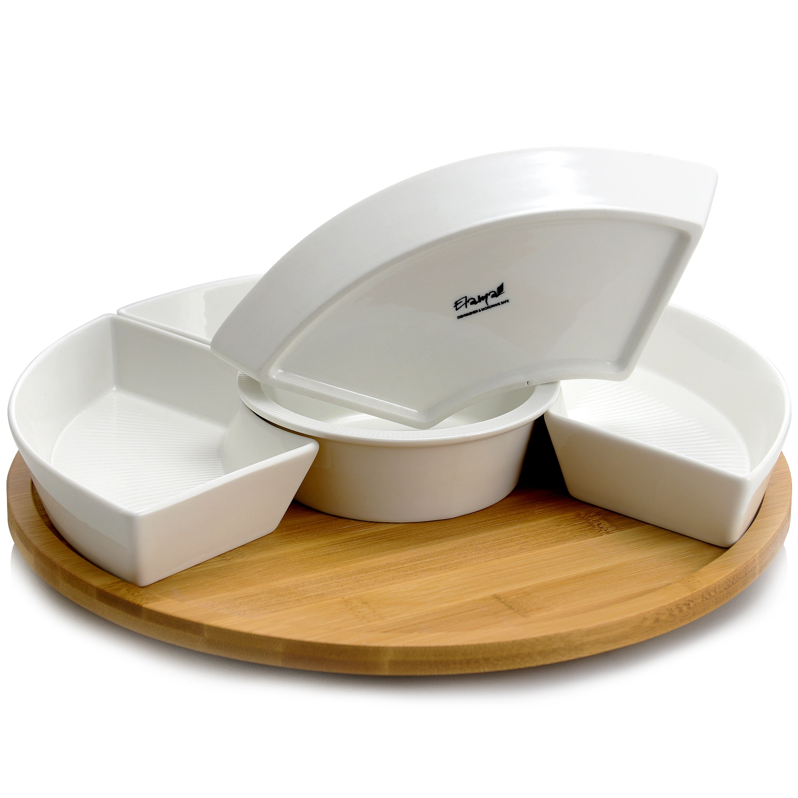 Elama Signature 12 1/4 Inch 6pc Lazy Susan Appetizer and Condiment Server