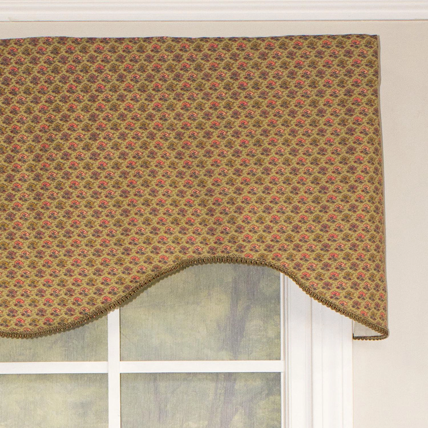 RLF Home Meadow Cornice 100% Cotton with Fully Lined 3" Rod Pocket Valnance for Windows 50" x 17" Sage