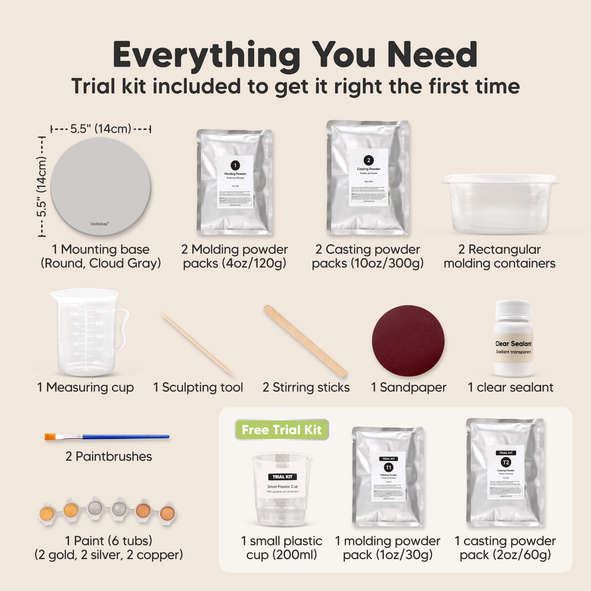 KeaBabies Reve Baby Casting Kit for Hand and Foot