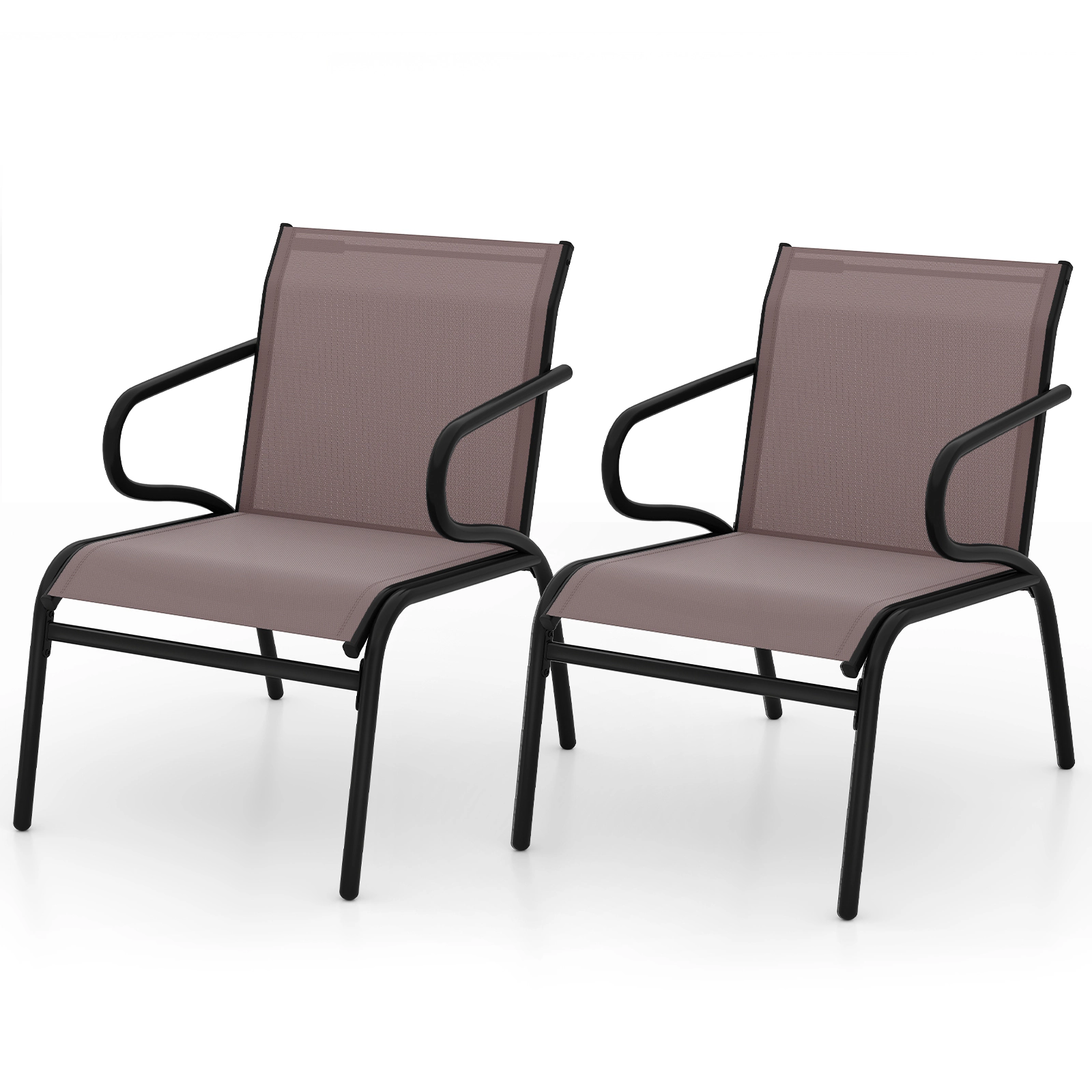 LJG Modern Patio Chairs Set of 2 with Breathable Fabric for Porch