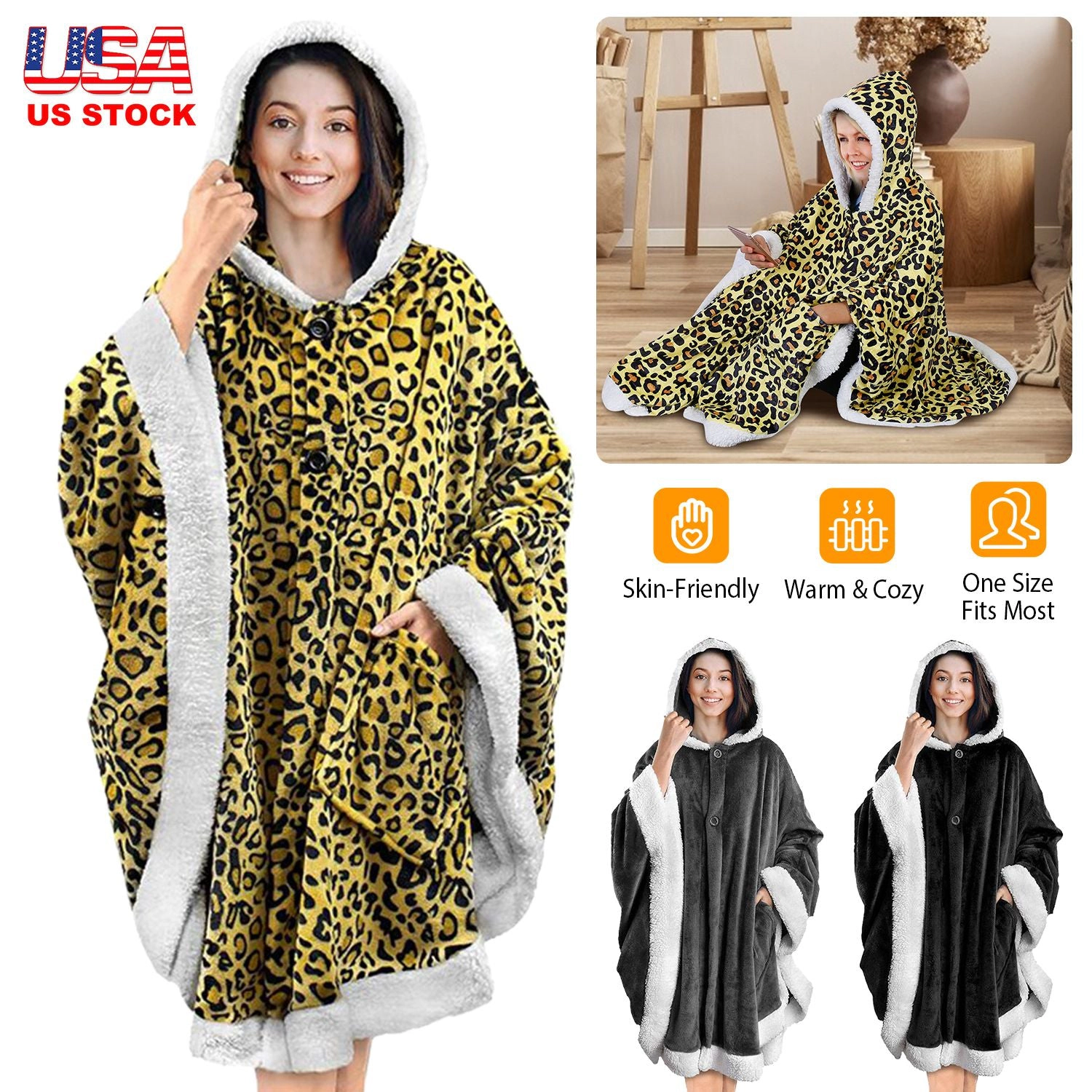GBruno Hooded Wearable Blanket With Pockets