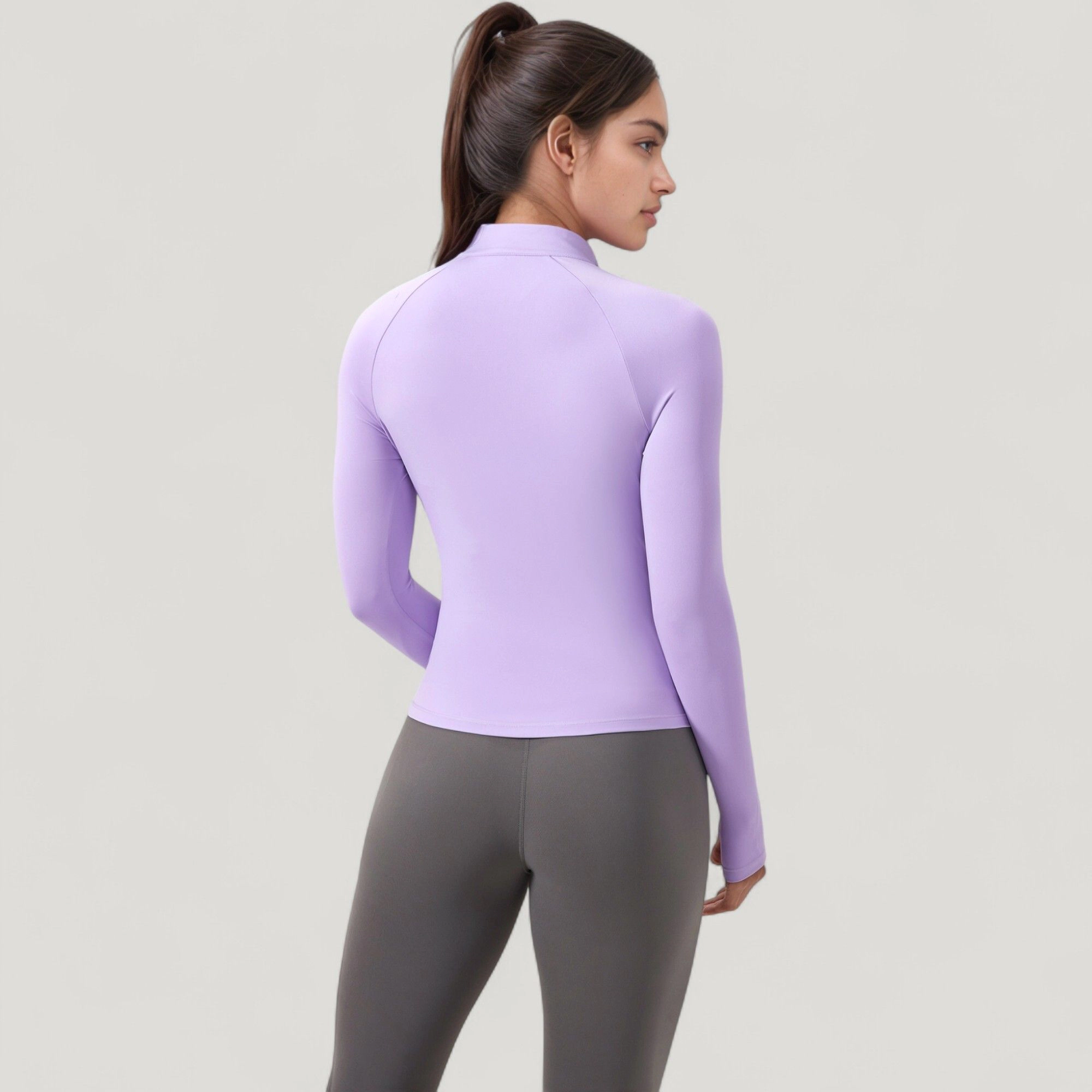 Anna-Kaci Women's Long Sleeve Half-Zip Slim Fit Active Jacket with Thumbhole Cuffs and Mock Neck