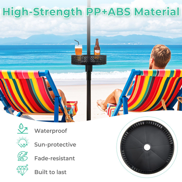 Hivvago Patio Umbrella Table Tray Adjustable With Storage And Umbrella Poles
