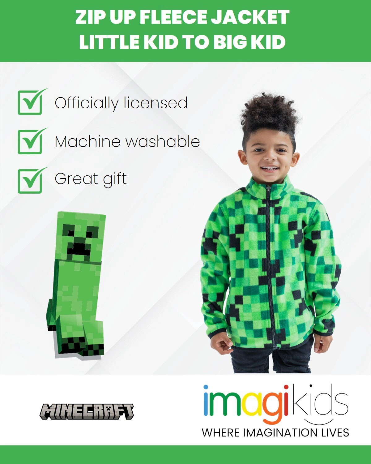 Minecraft Creeper Zip-Up Fleece Jacket