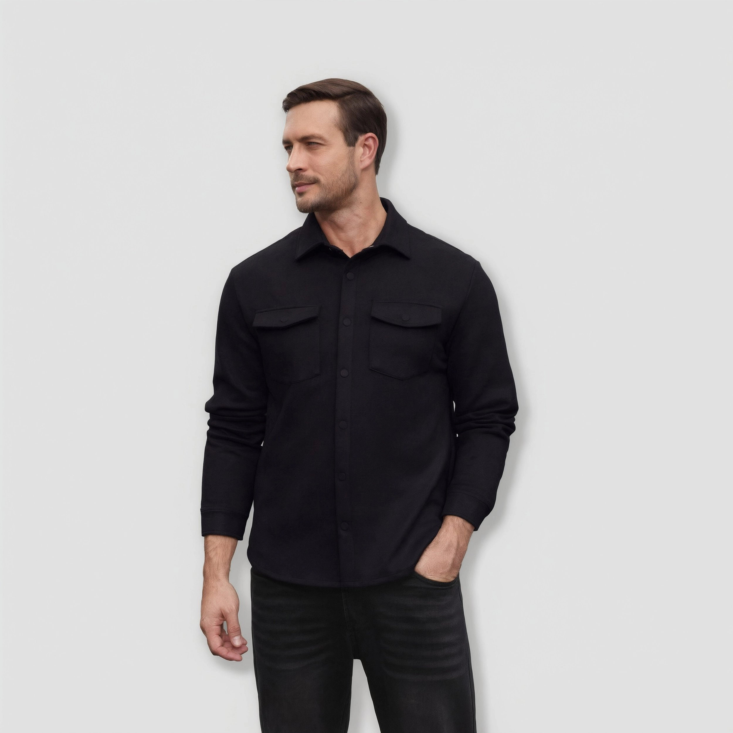COOFANDY Men's Suede Button Down Long Sleeve Shirt Jacket with Chest Pocket