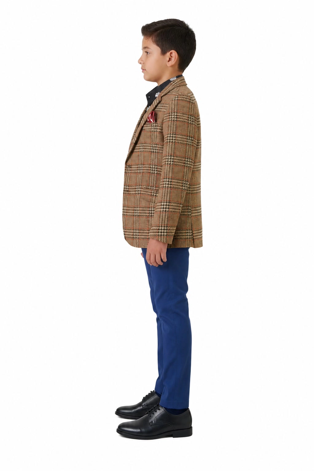 Elie Balleh Boys Slim Fit Windowpane Blazer