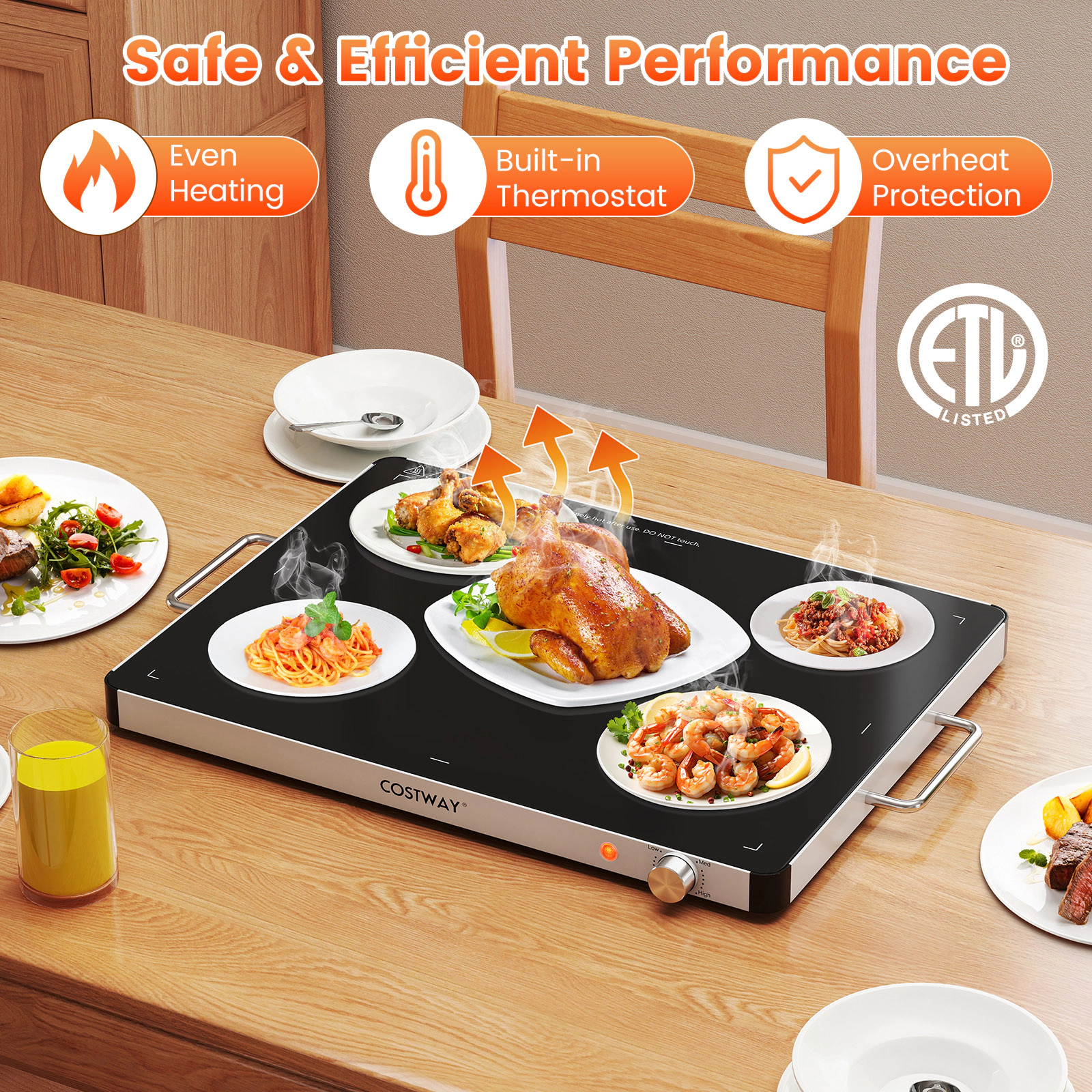 LJG Electric Warming Food Warmer with Adjustable Temperature Control and Overheat Protection
