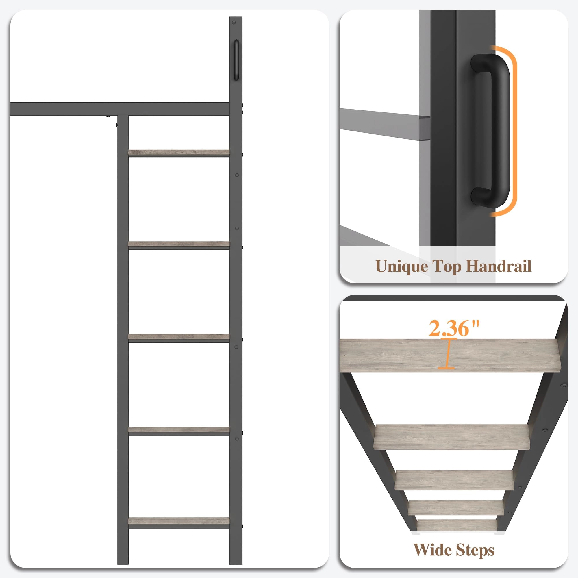 Full Loft Bed with U-Shaped Desk, Storage Cubbies, LED Light, Power Outlet & Heavy Duty Metal Frame