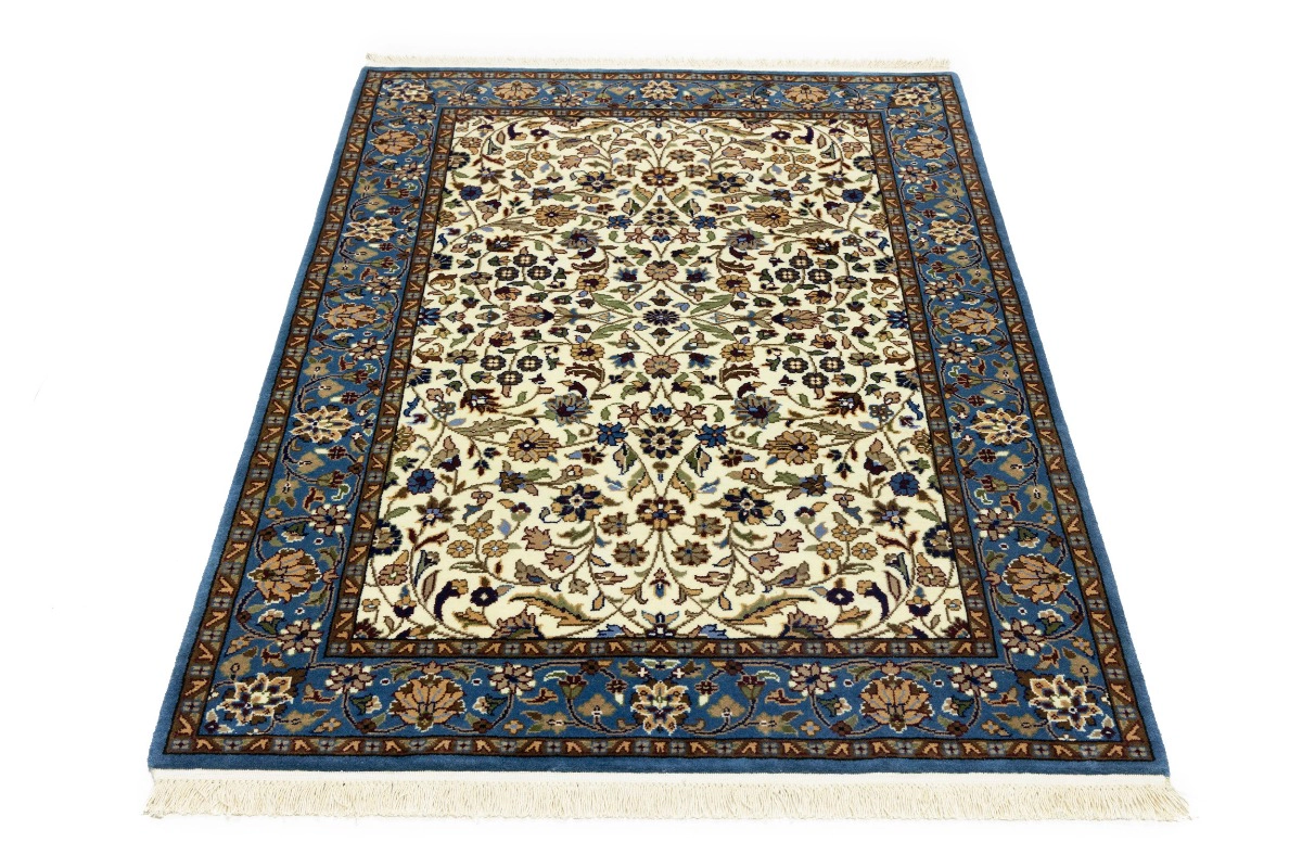 Magic Rugs Cream Blue Floral 4X6 Kirman Oriental Rug