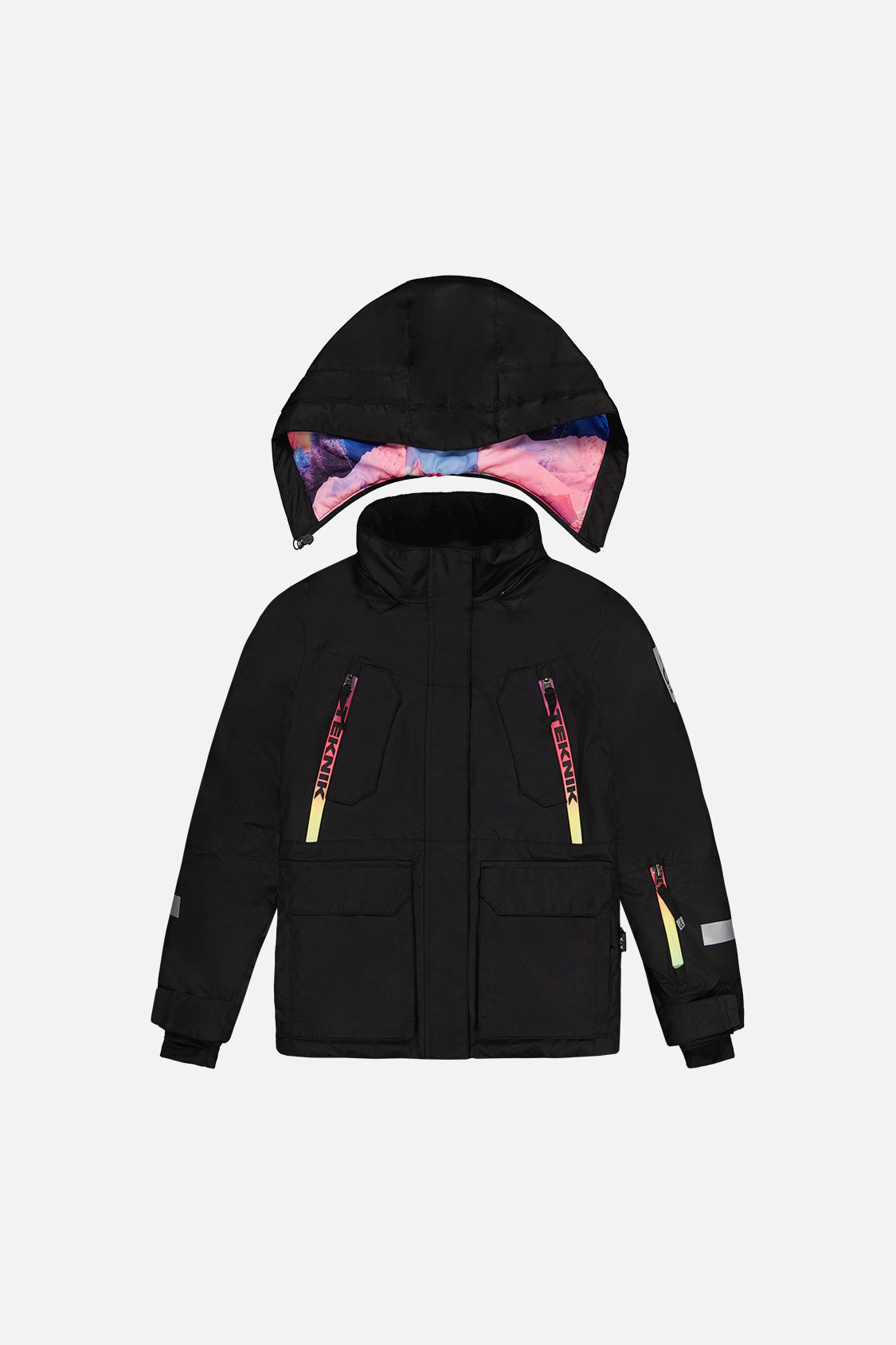 Deux par Girls Two Piece Teknik Mountain Print Snowsuit with Hooded Jacket and Snow Pants