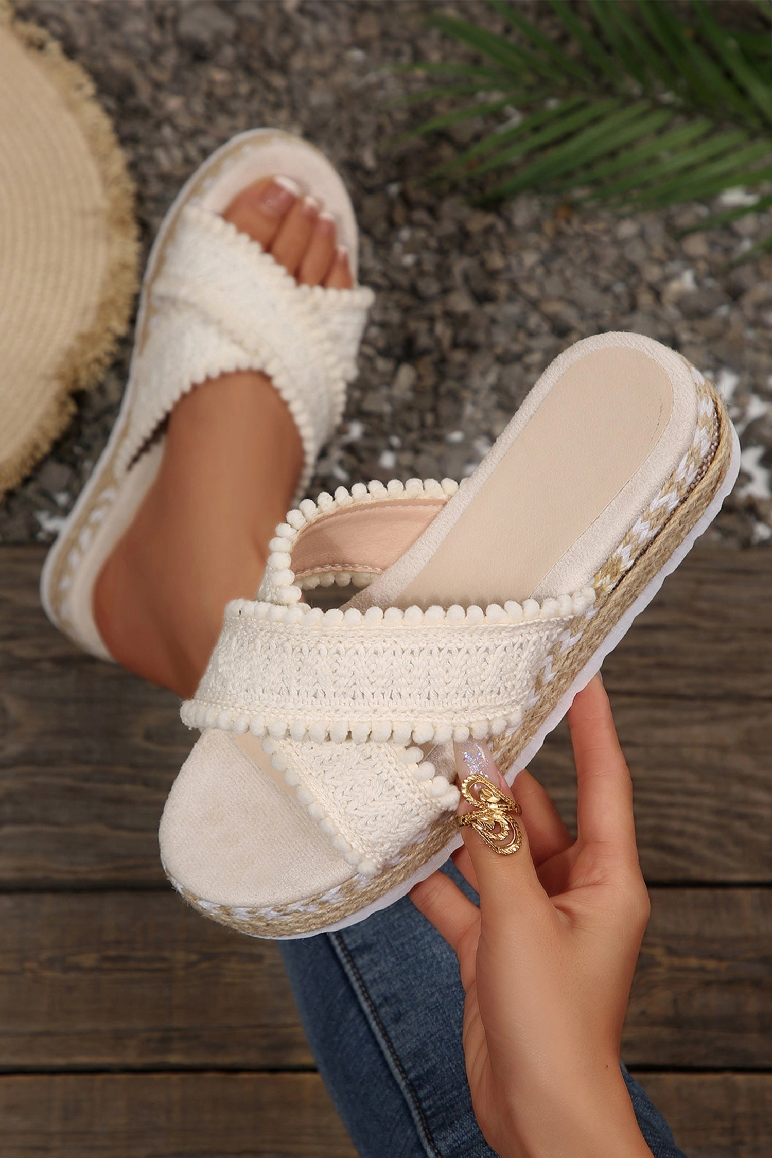 Threaded Pear Women's Lana Knit Platform Slide Slippers