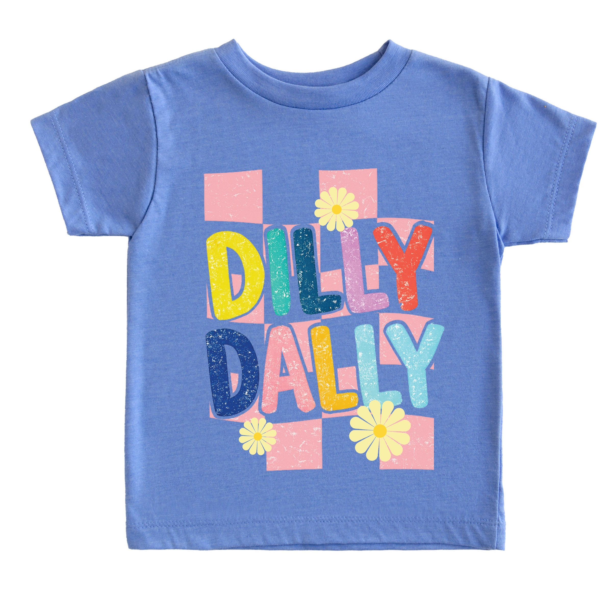 The Juniper Shop - Dilly Dally Checkered Toddler Short Sleeve Graphic T-Shirt